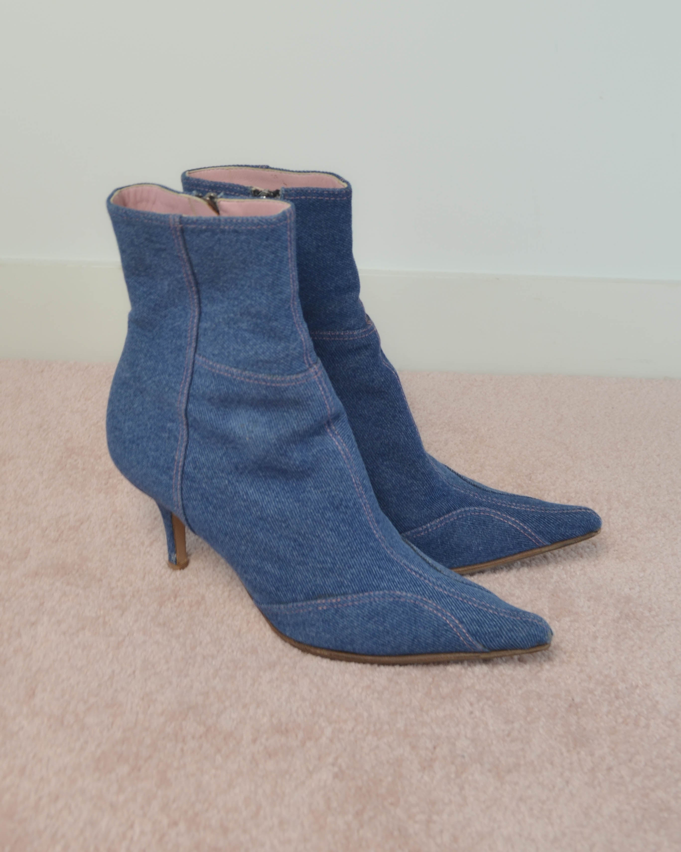 JOHN GALLIANO DENIM ANKLE BOOTS