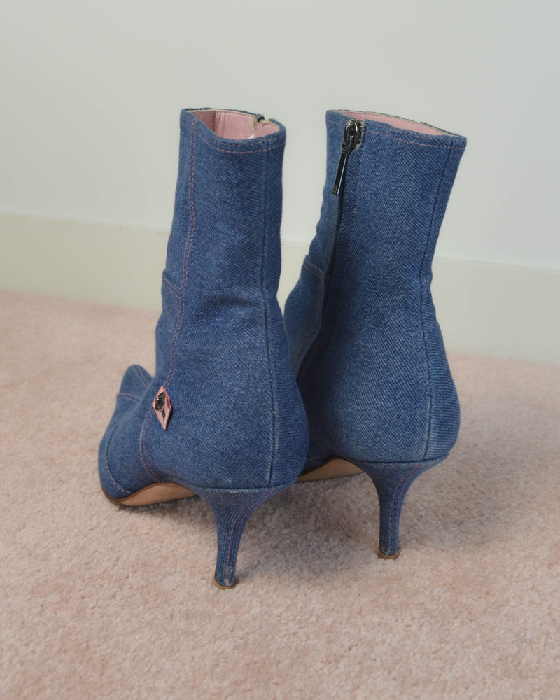 JOHN GALLIANO DENIM ANKLE BOOTS