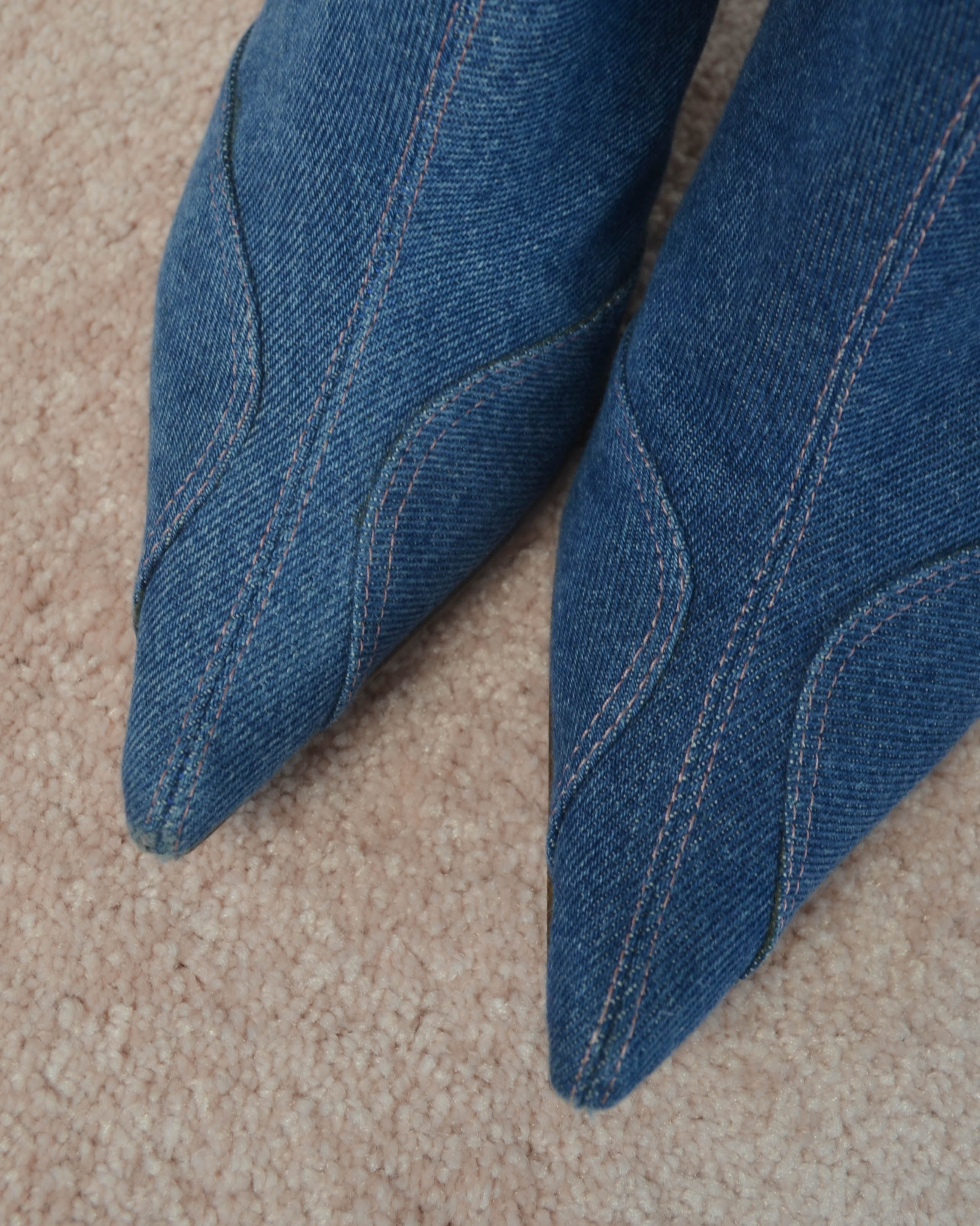 JOHN GALLIANO DENIM ANKLE BOOTS