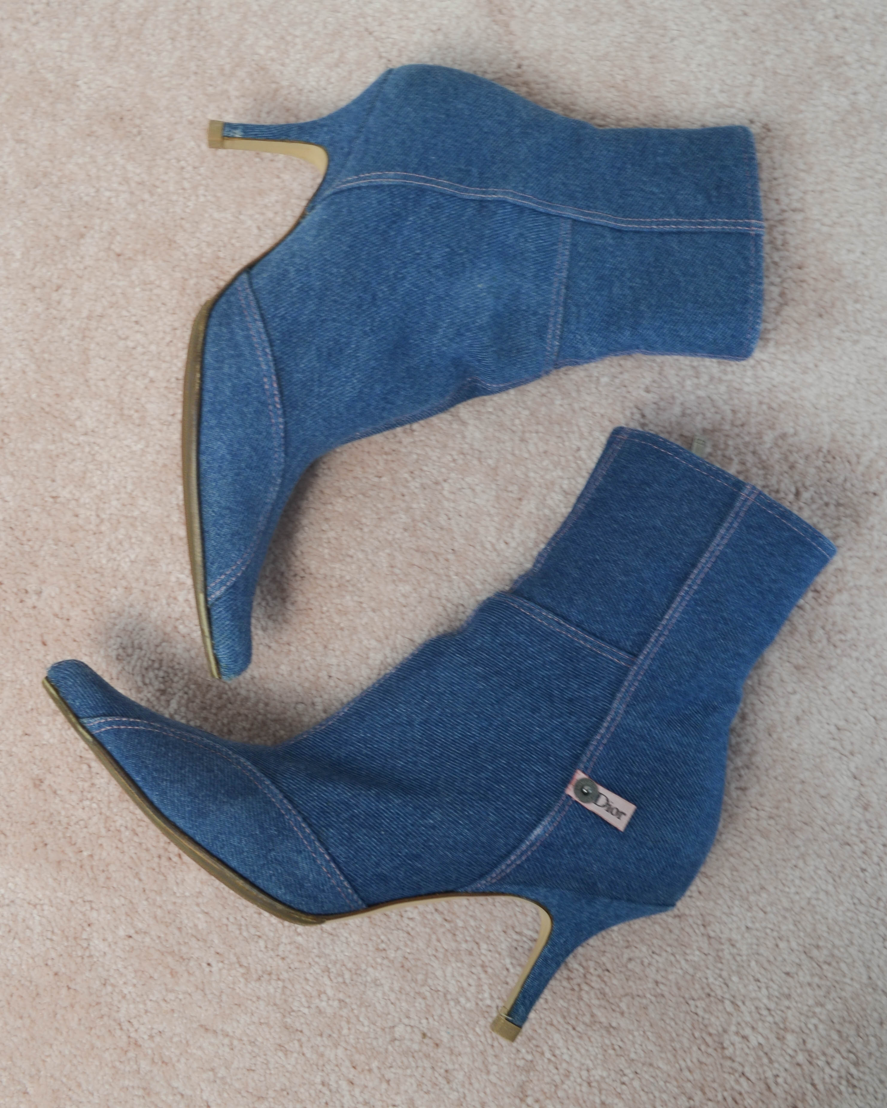 JOHN GALLIANO DENIM ANKLE BOOTS