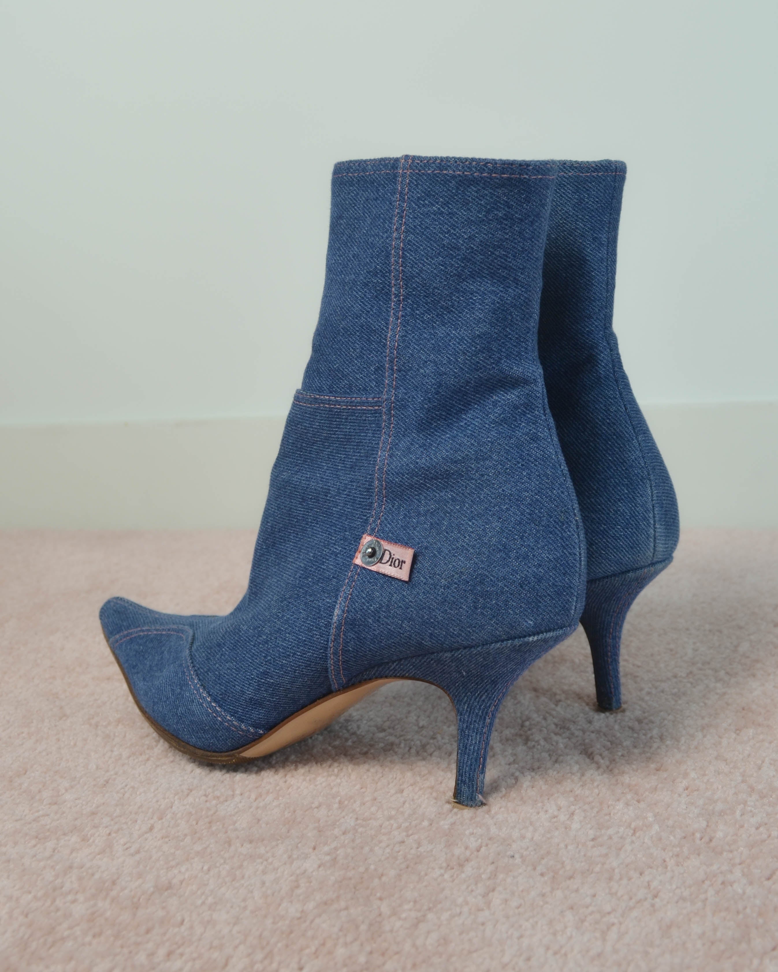 JOHN GALLIANO DENIM ANKLE BOOTS