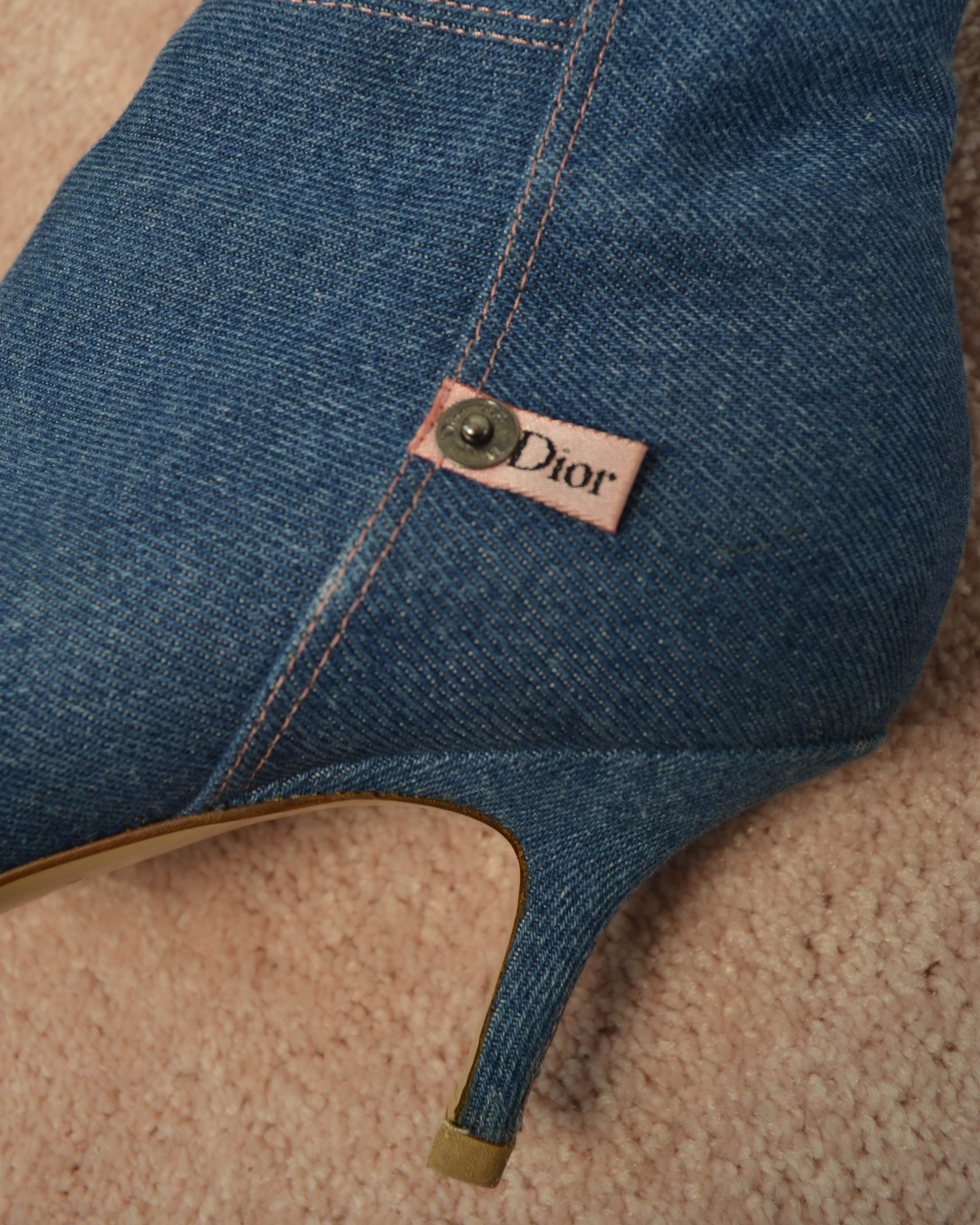 JOHN GALLIANO DENIM ANKLE BOOTS