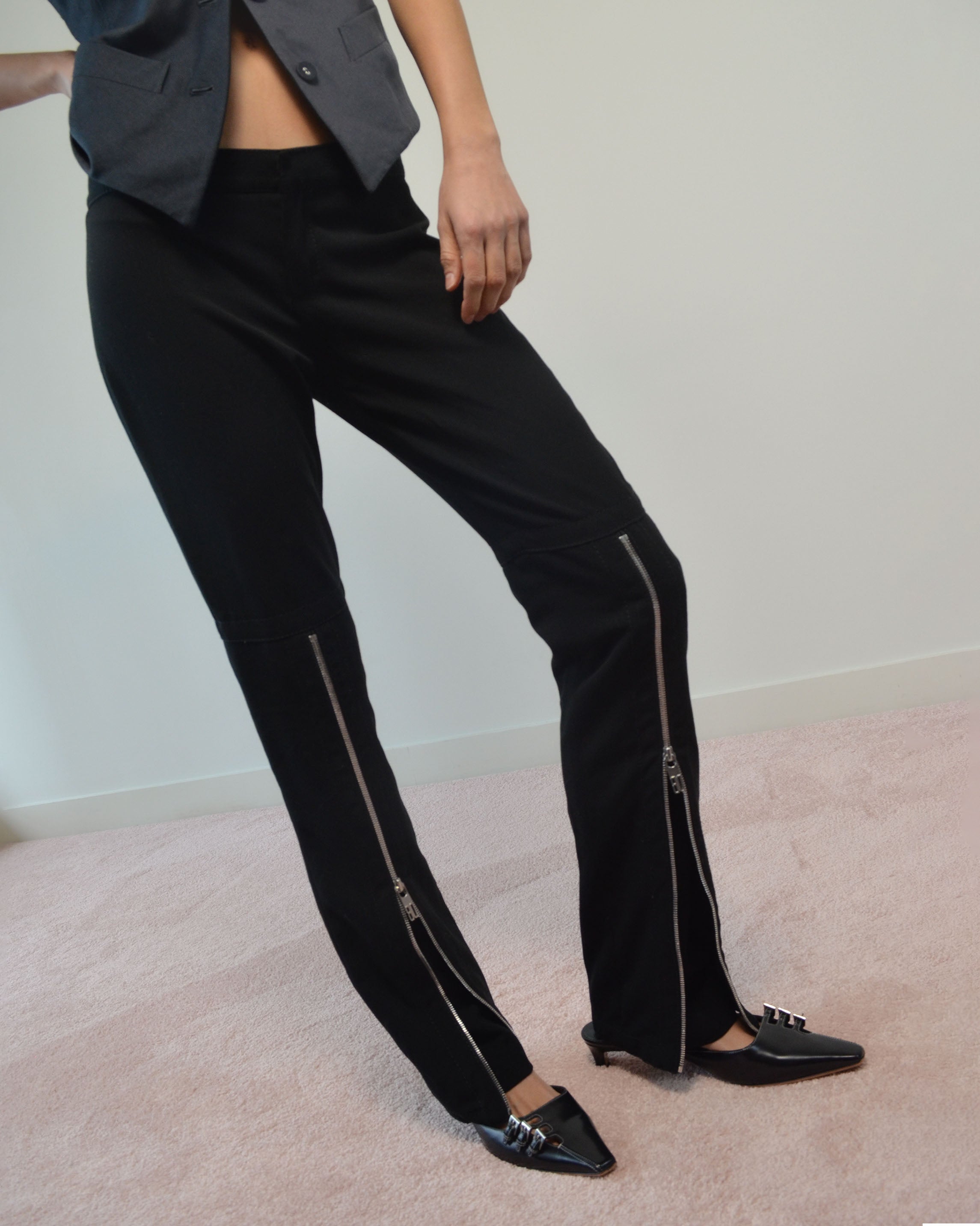 00s ZIP FLARE TROUSERS