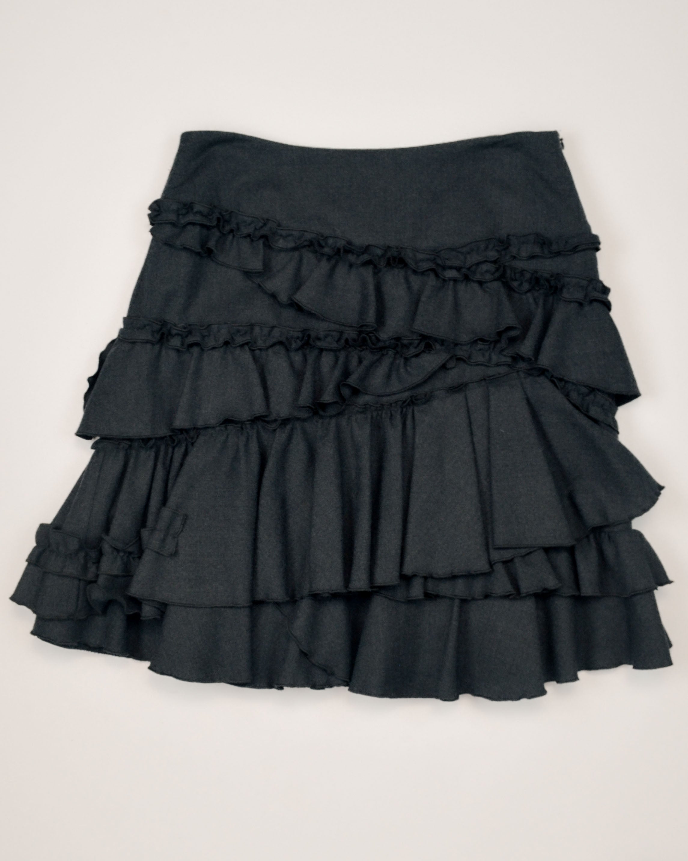 DKNY BLACK TIERED RUFFLE SKIRT
