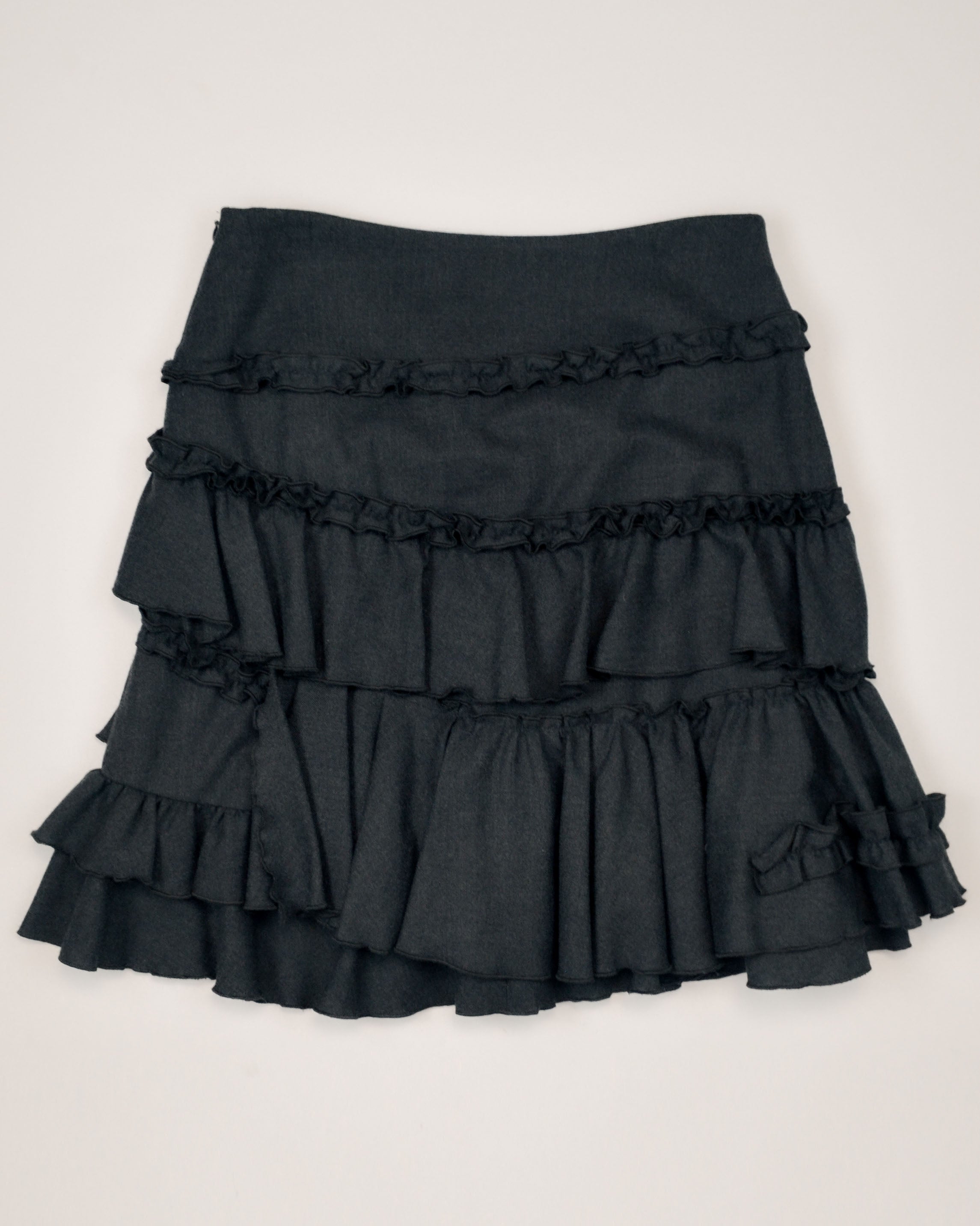 DKNY BLACK TIERED RUFFLE SKIRT