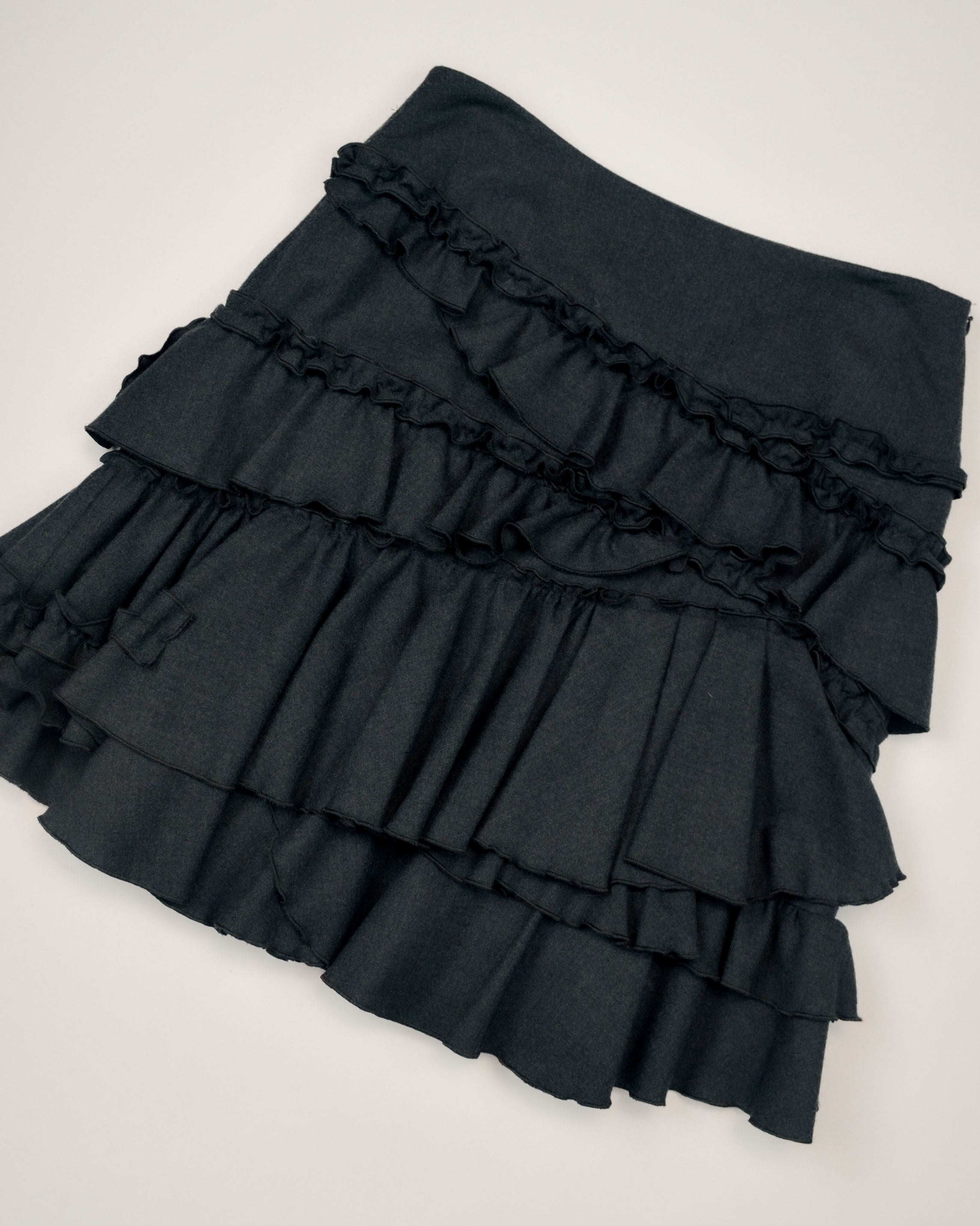 DKNY BLACK TIERED RUFFLE SKIRT