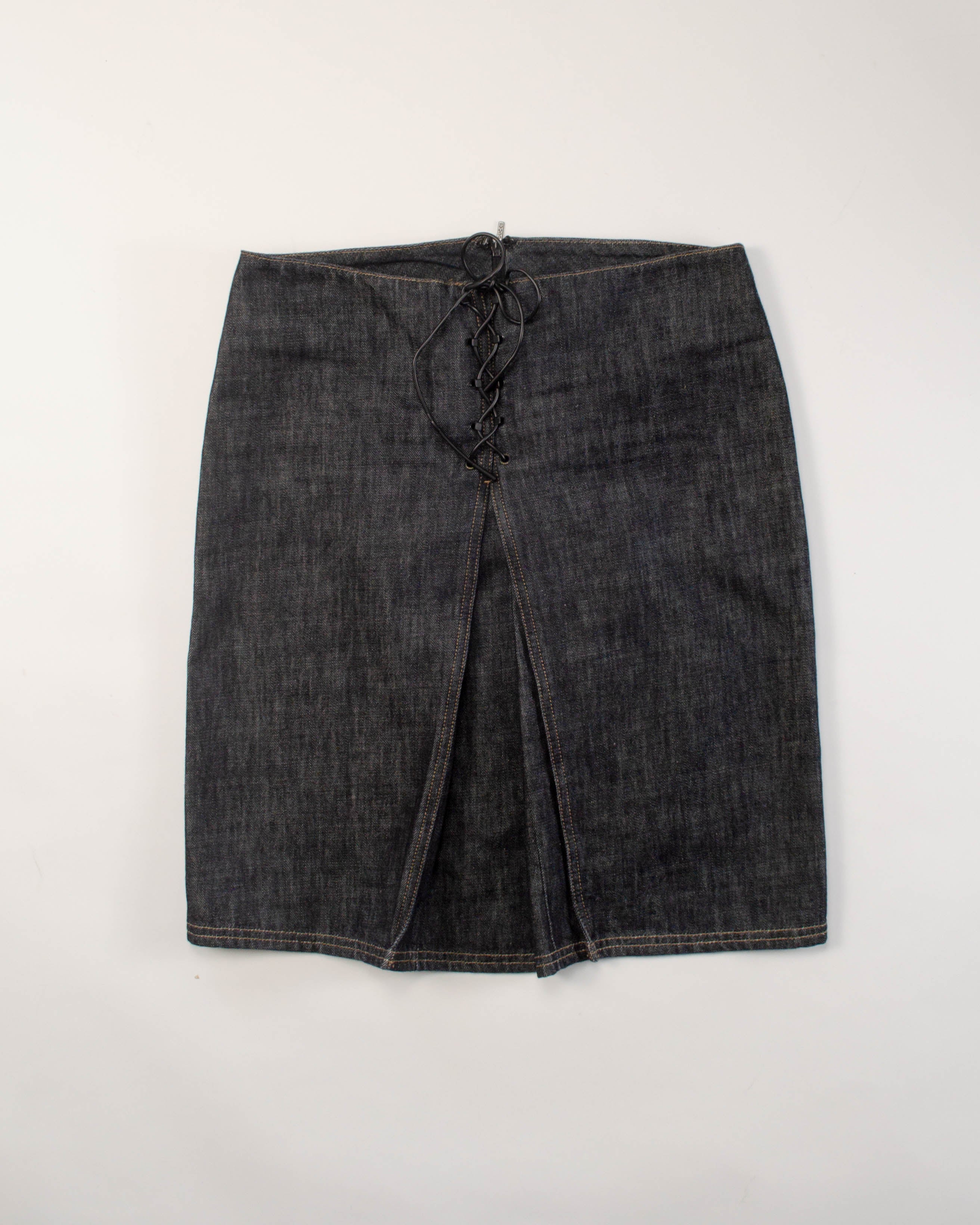00s LACE-UP DENIM SKIRT