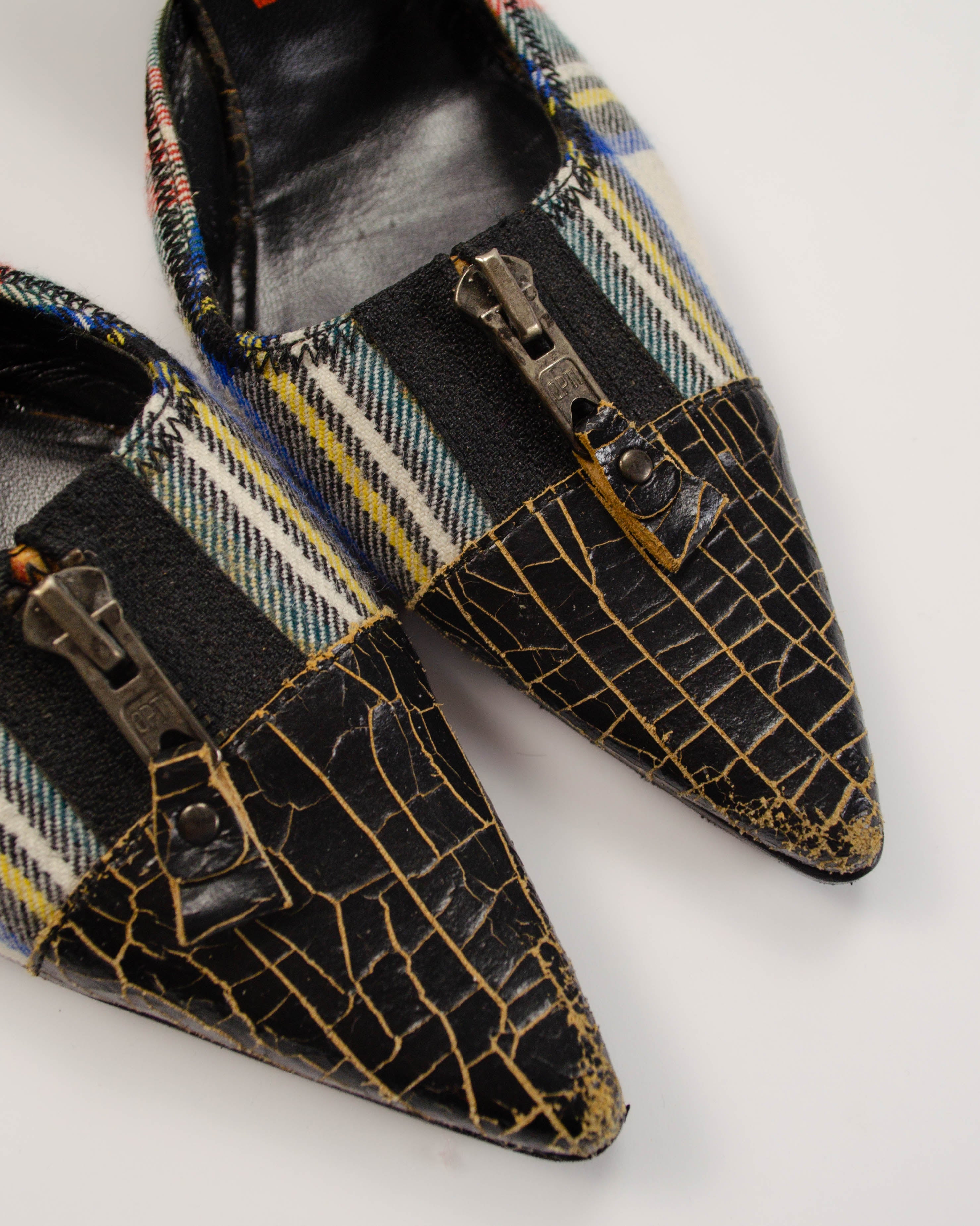 2000S TARTAN LEATHER MULES
