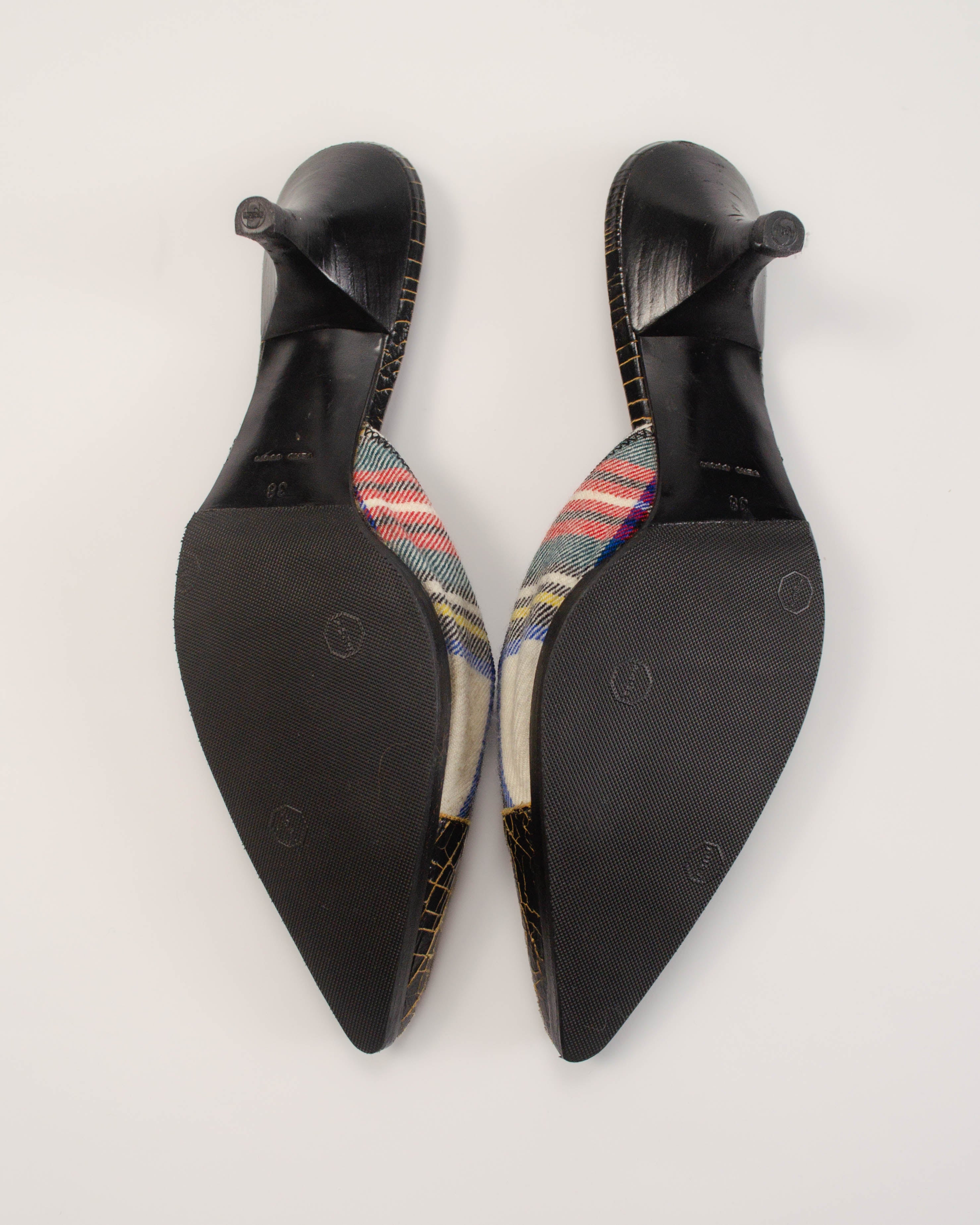 2000S TARTAN LEATHER MULES