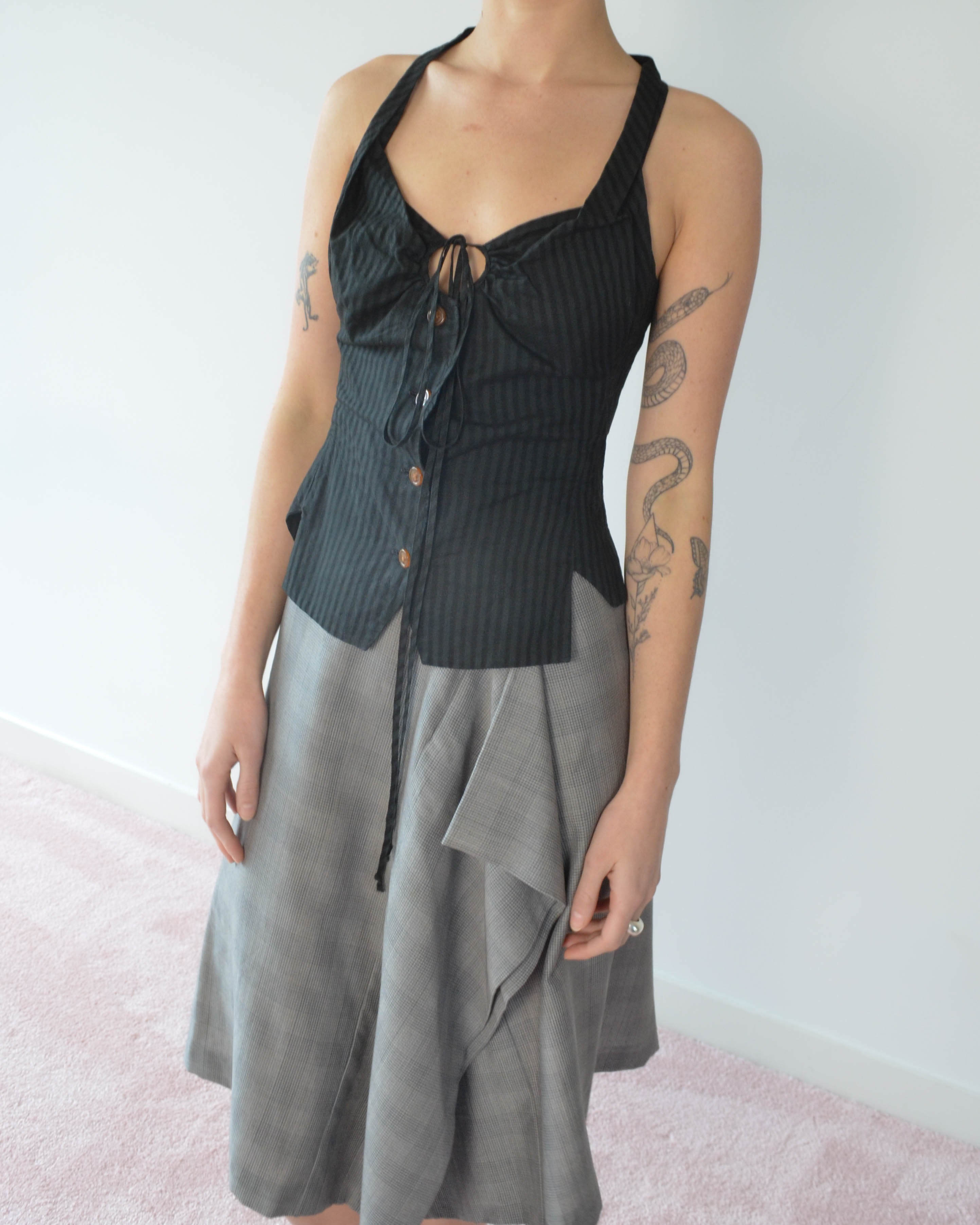 00s RED LABEL STRIPED CORSET TOP
