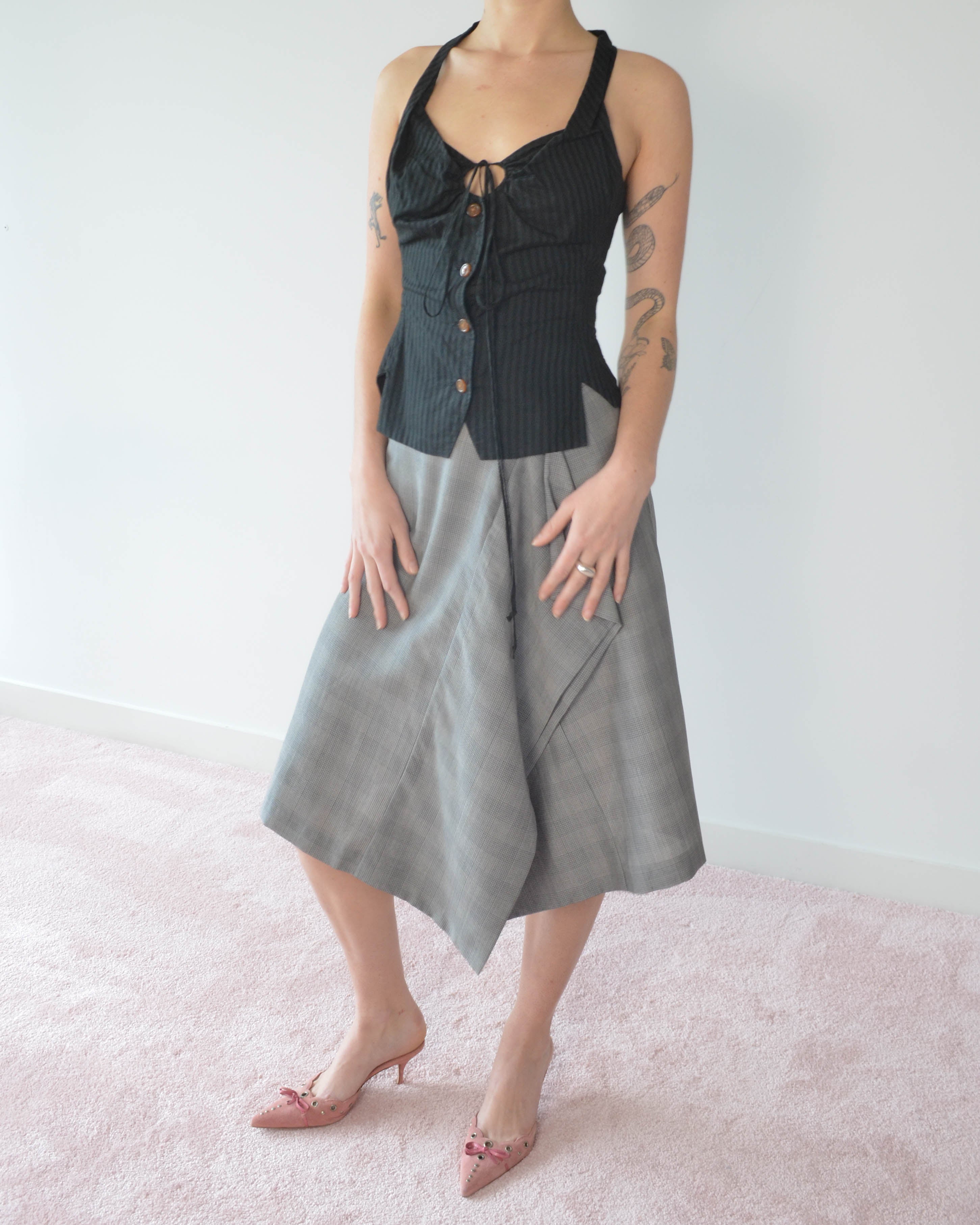 GOLD LABEL DRAPED MIDI SKIRT
