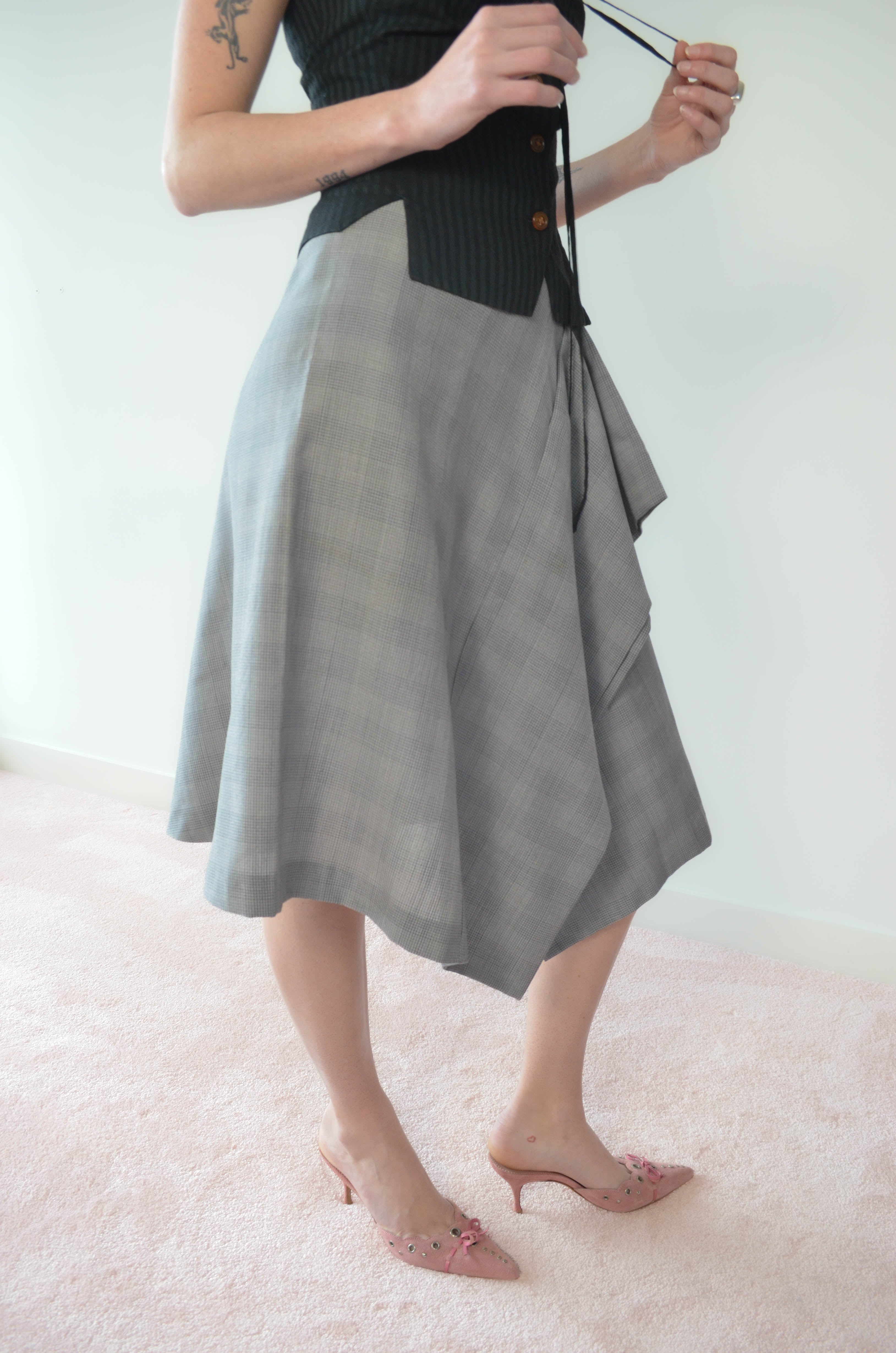 GOLD LABEL DRAPED MIDI SKIRT
