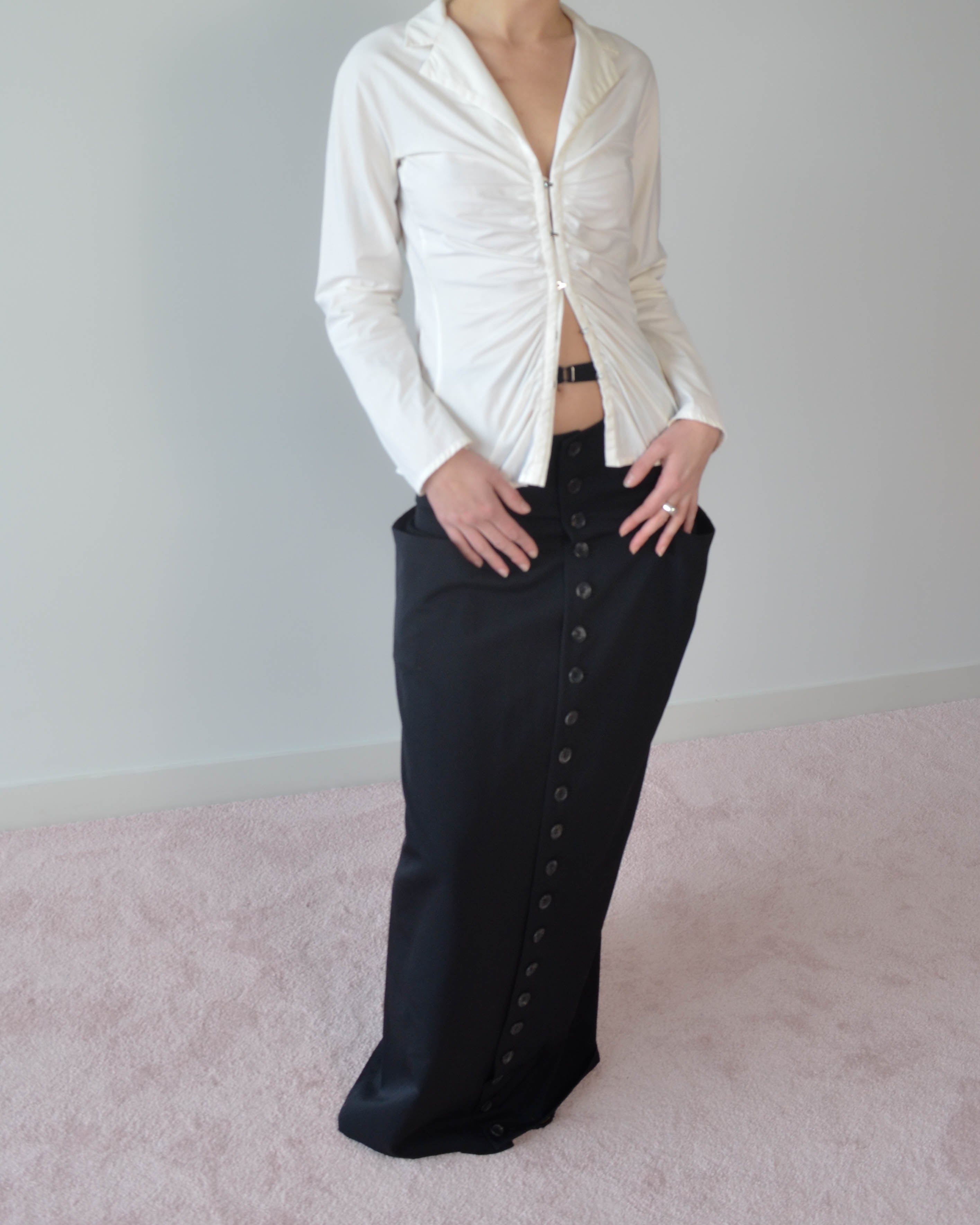 Y'S SS1998 BUTTON FRONT MAXI SKIRT