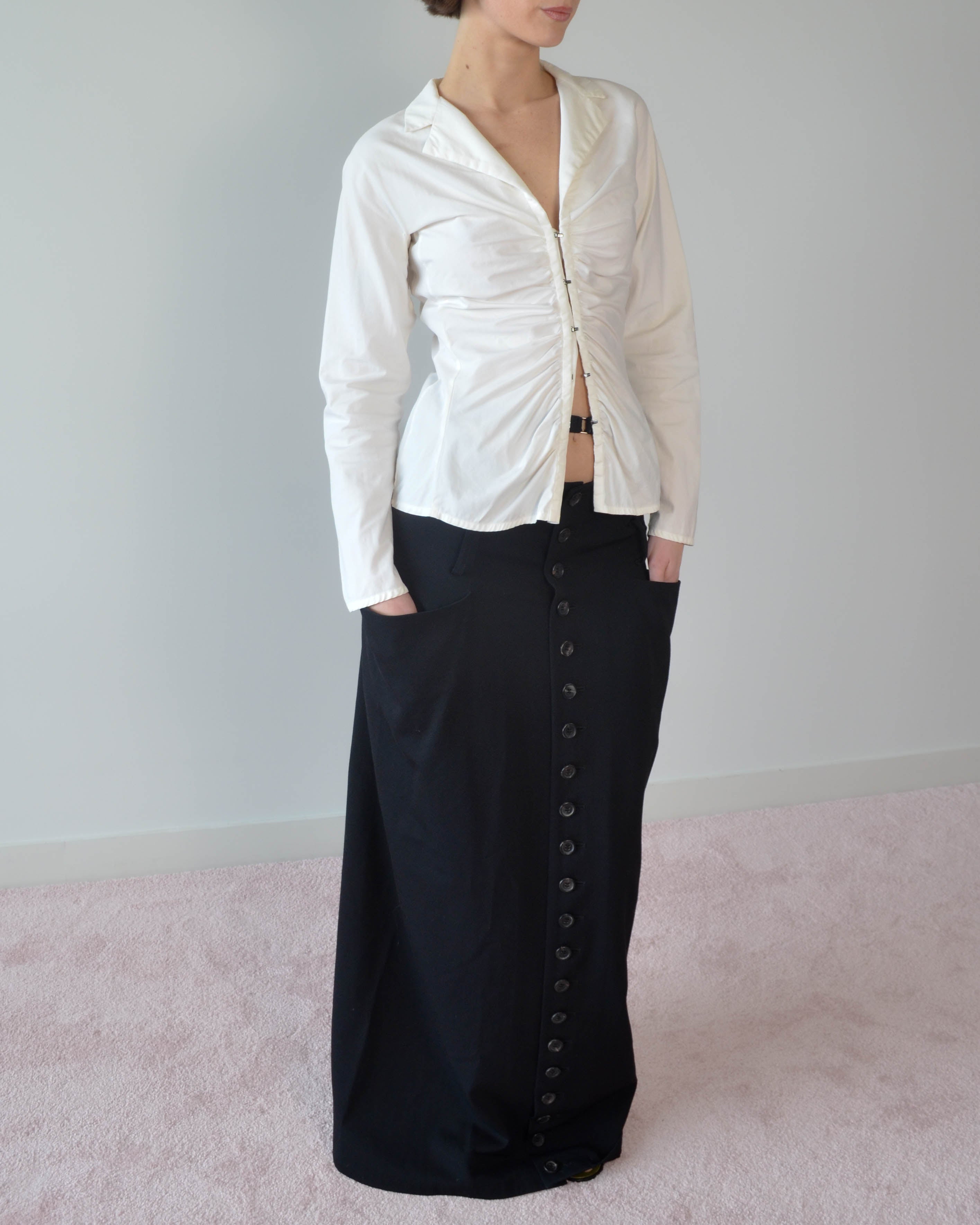 Y'S SS1998 BUTTON FRONT MAXI SKIRT
