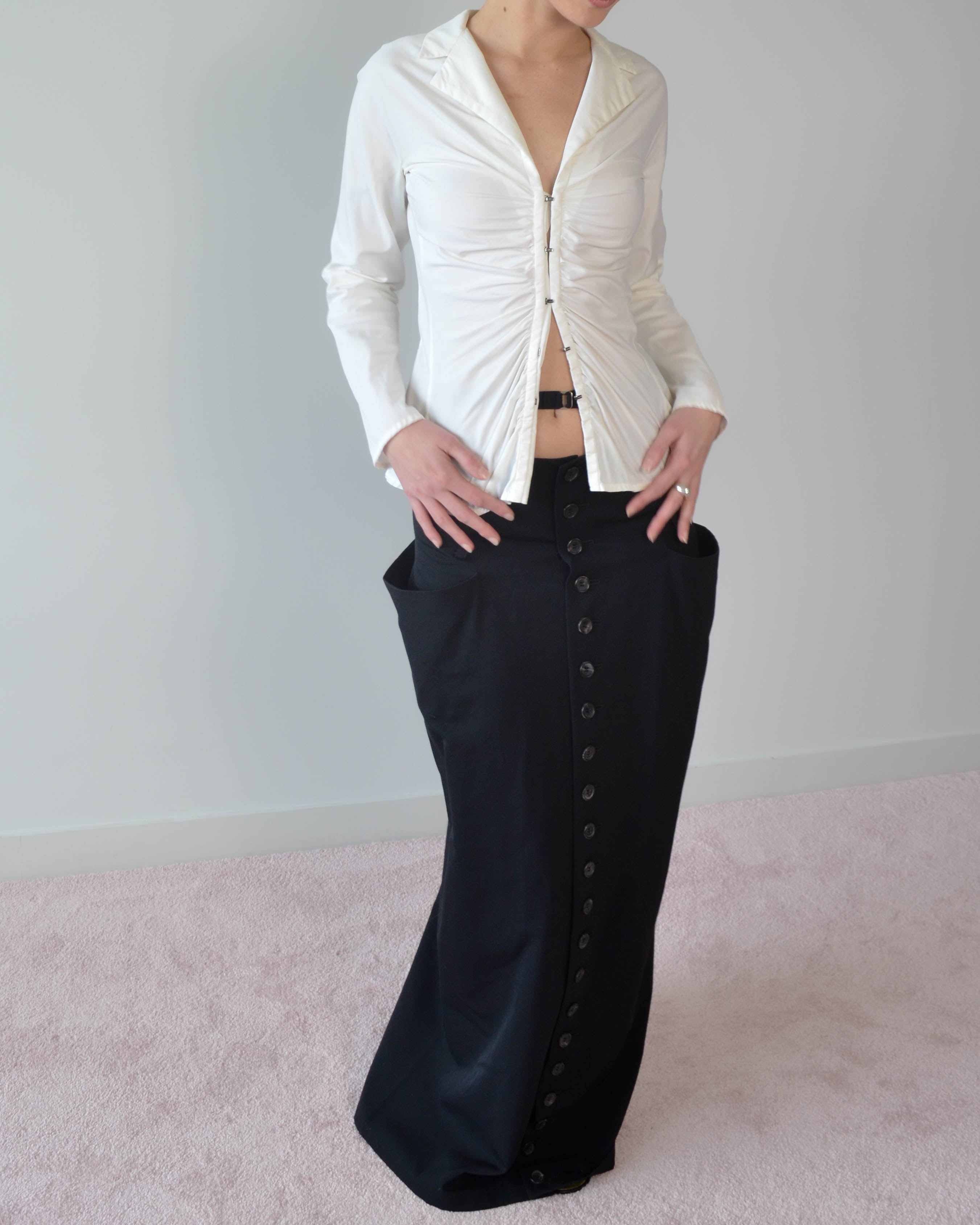 Y'S SS1998 BUTTON FRONT MAXI SKIRT