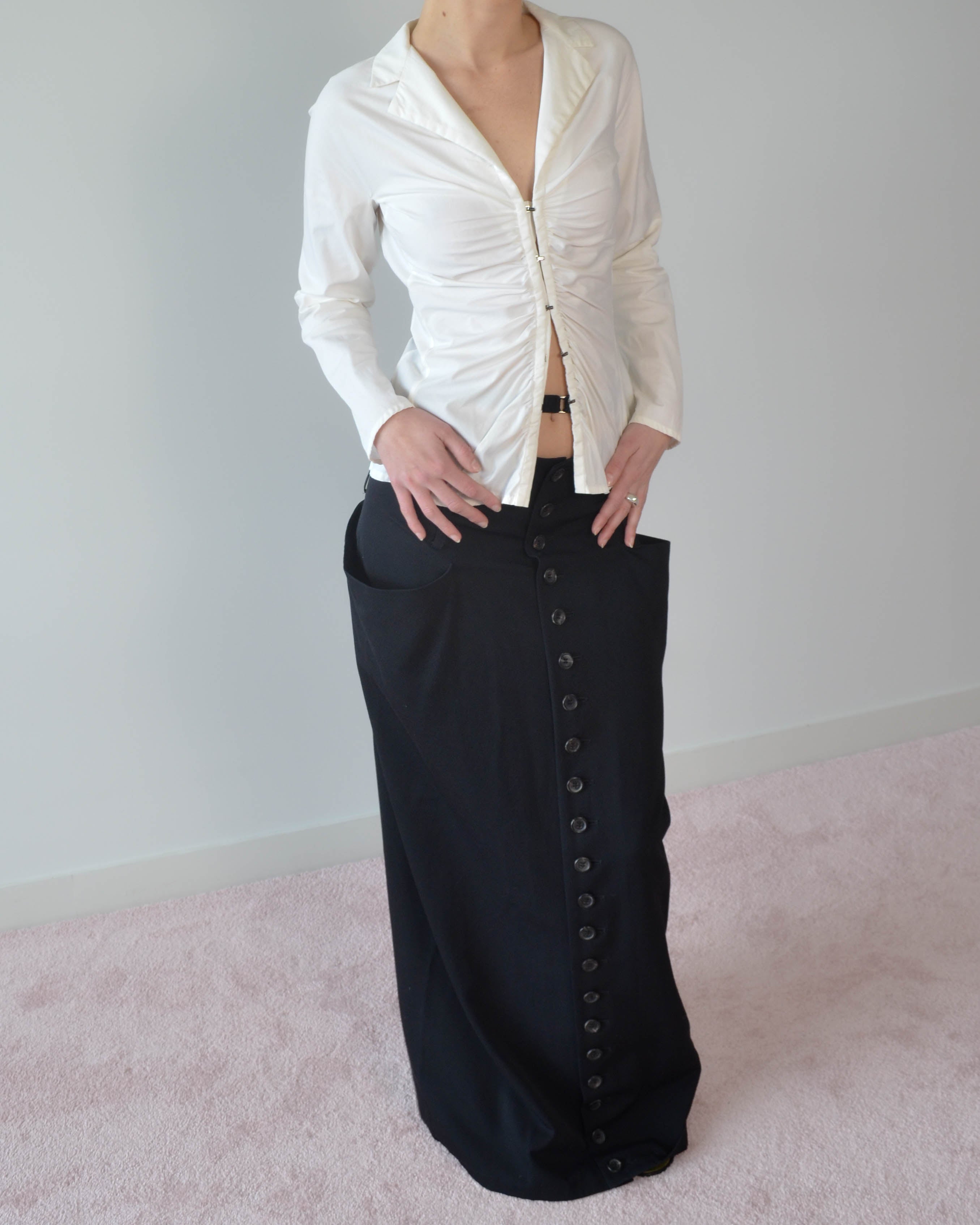 Y'S SS1998 BUTTON FRONT MAXI SKIRT