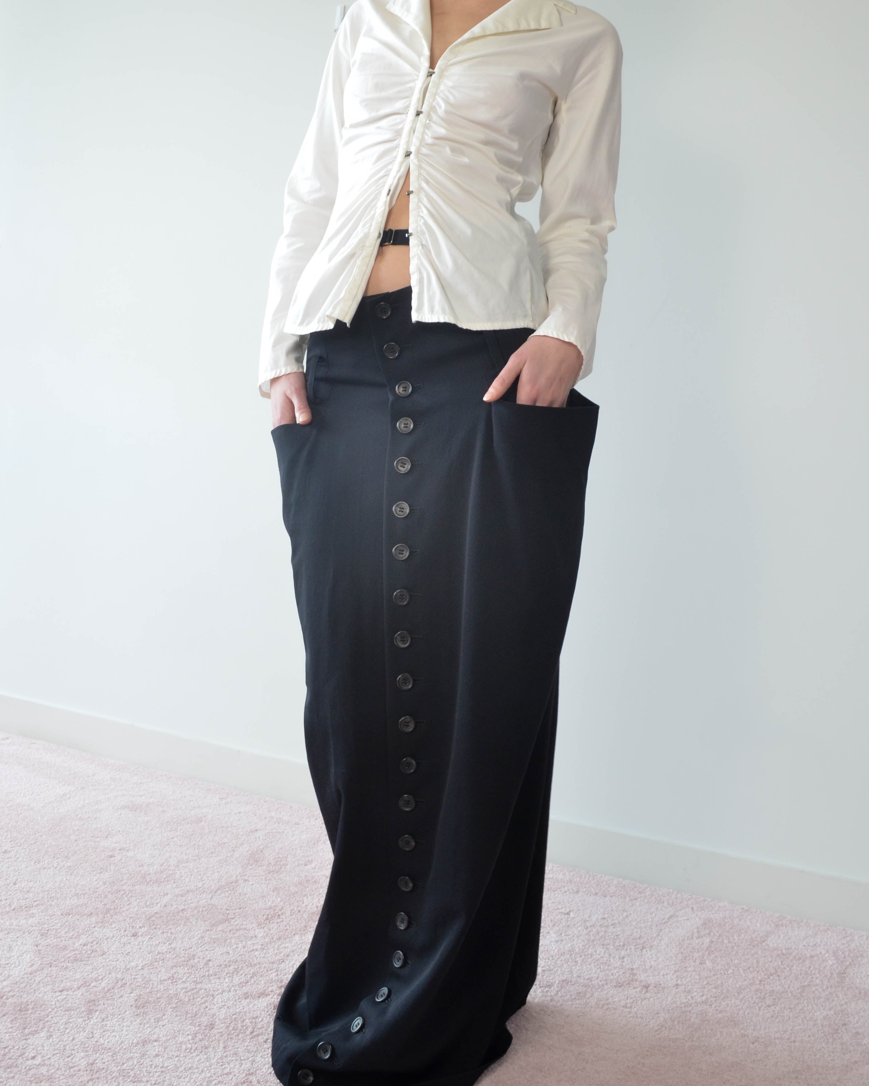 Y'S SS1998 BUTTON FRONT MAXI SKIRT