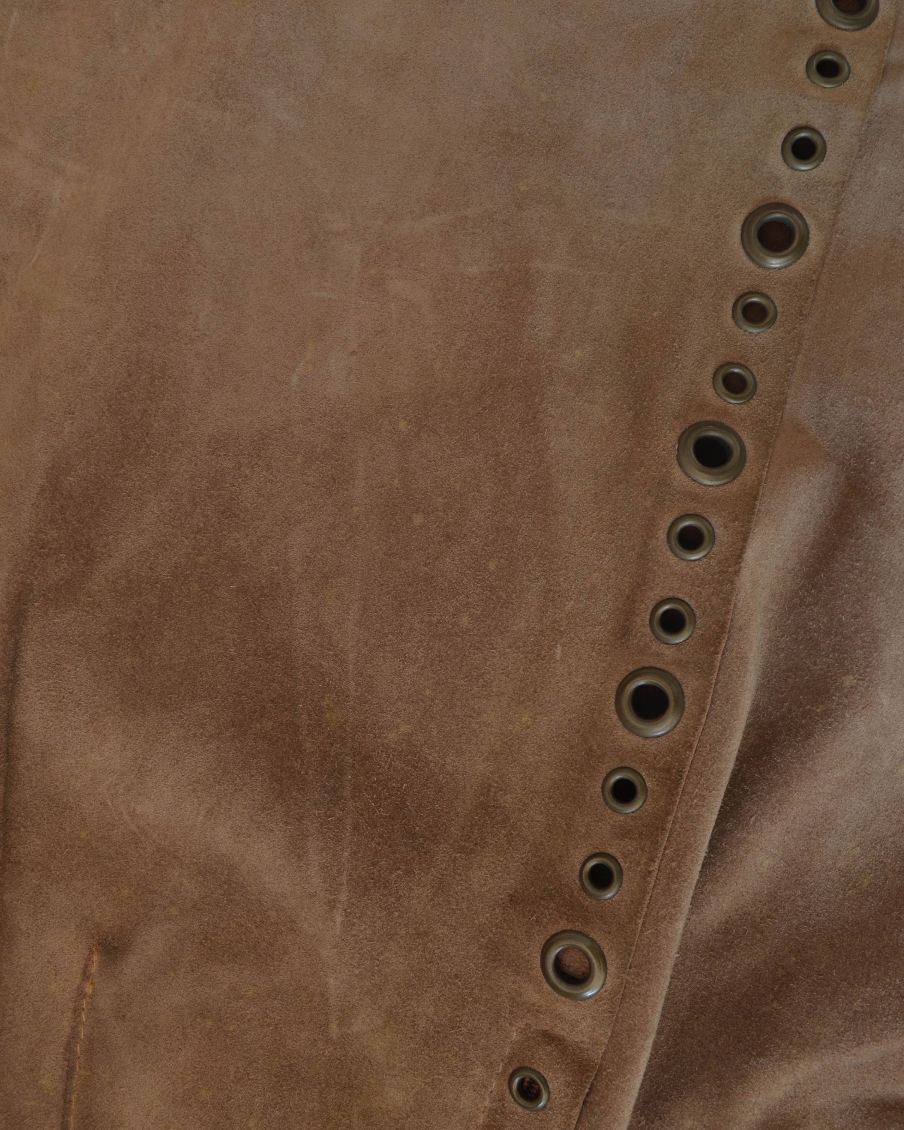 00s SUEDE GROMMET MIDI SKIRT