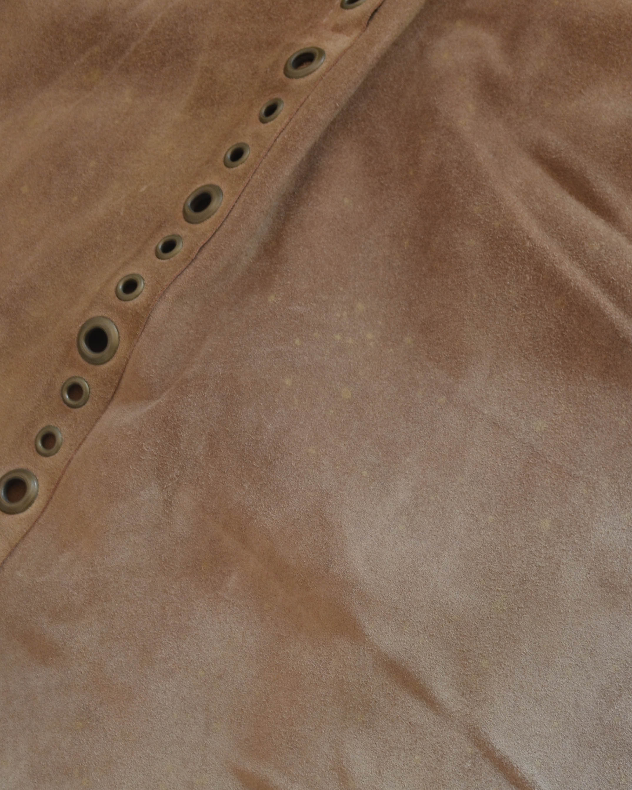 00s SUEDE GROMMET MIDI SKIRT
