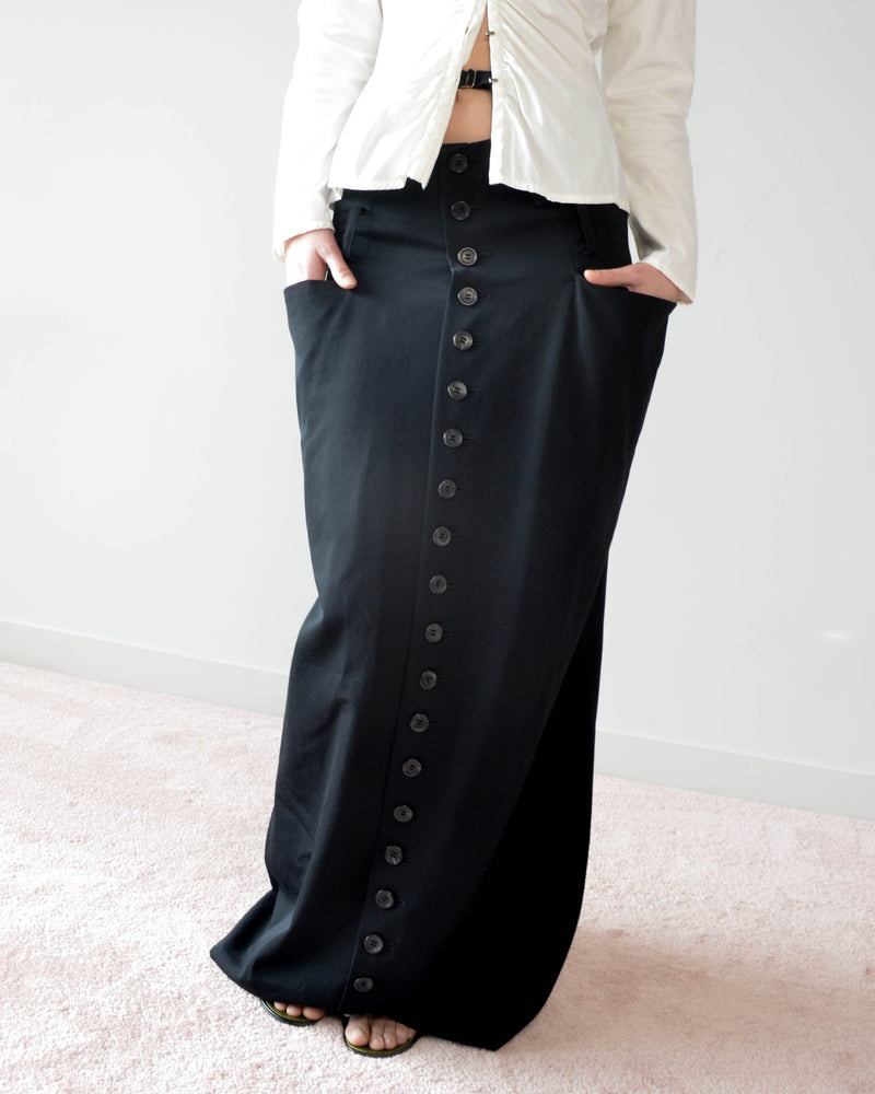 Y'S SS1998 BUTTON FRONT MAXI SKIRT