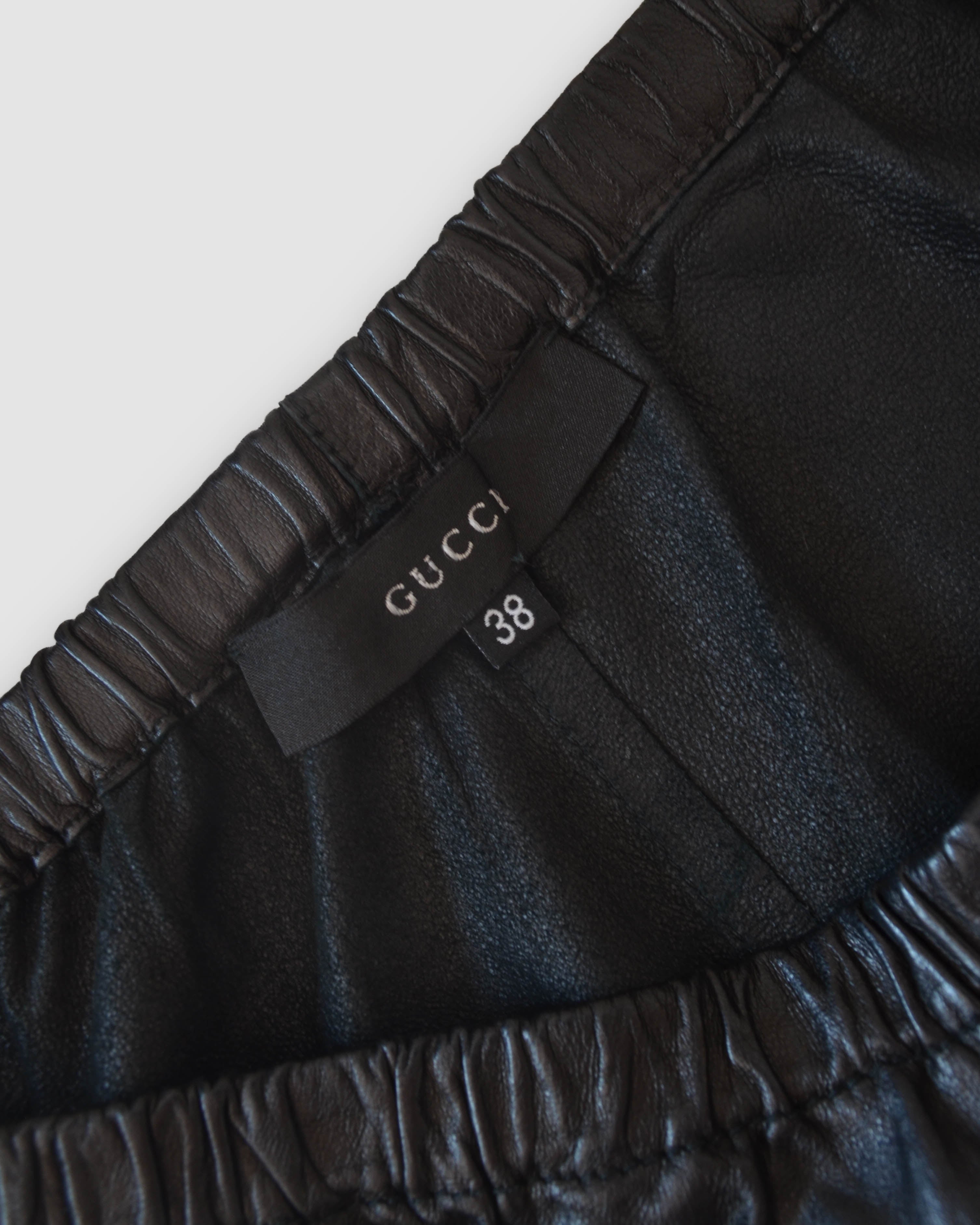 SS99 LEATHER RUFFLE HEM SKIRT