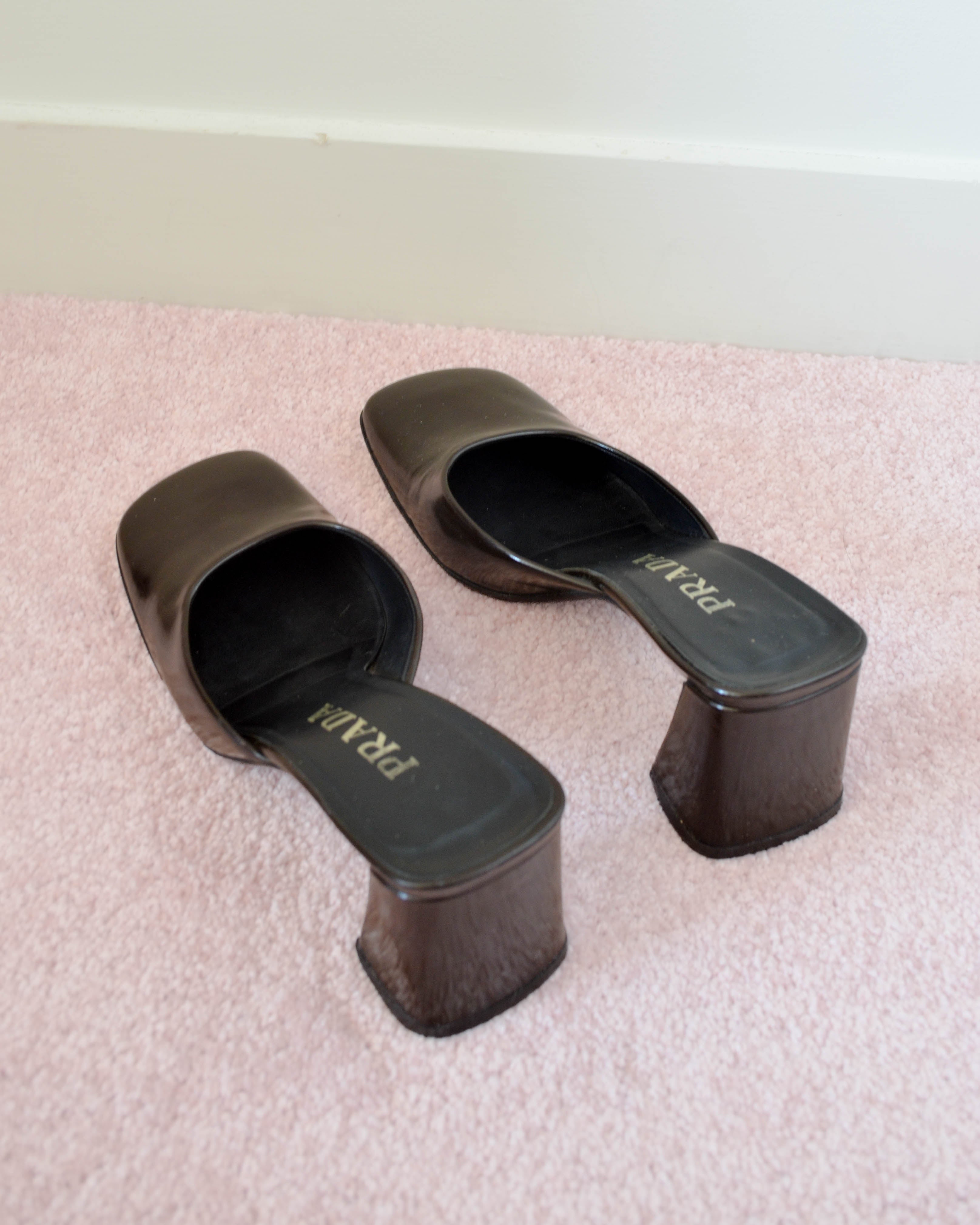 90s SQUARE TOE LEATHER MULES