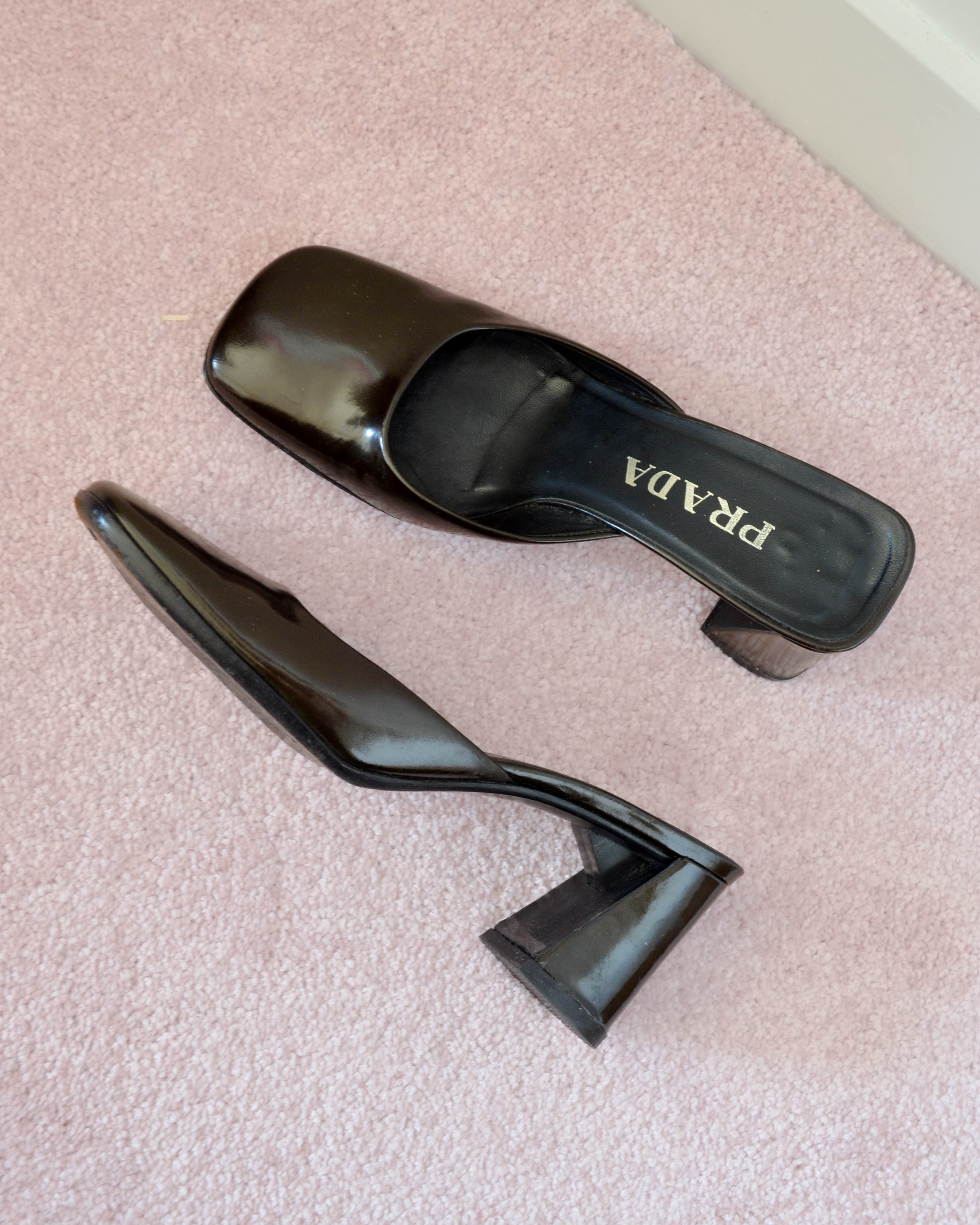 90s SQUARE TOE LEATHER MULES