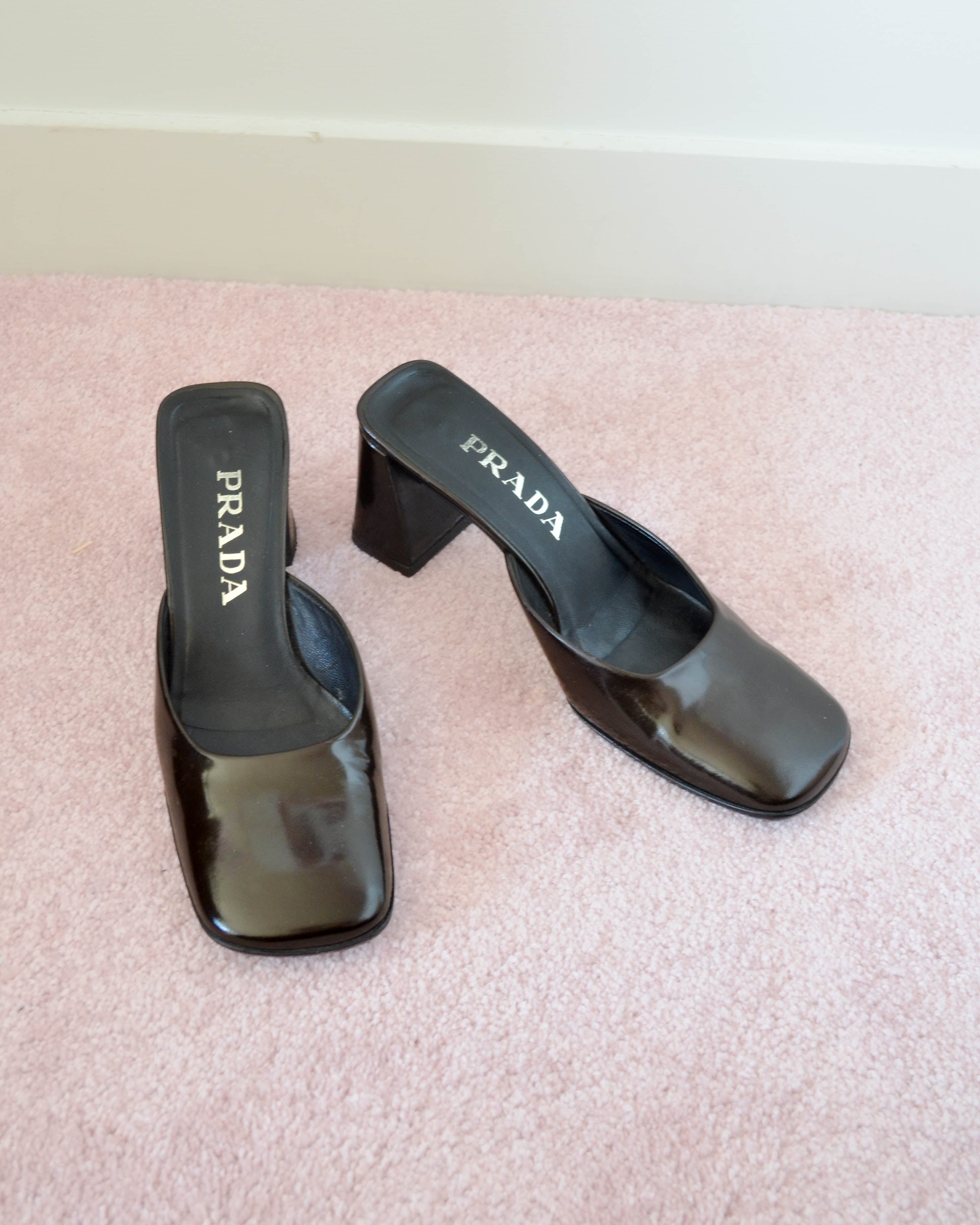 90s SQUARE TOE LEATHER MULES