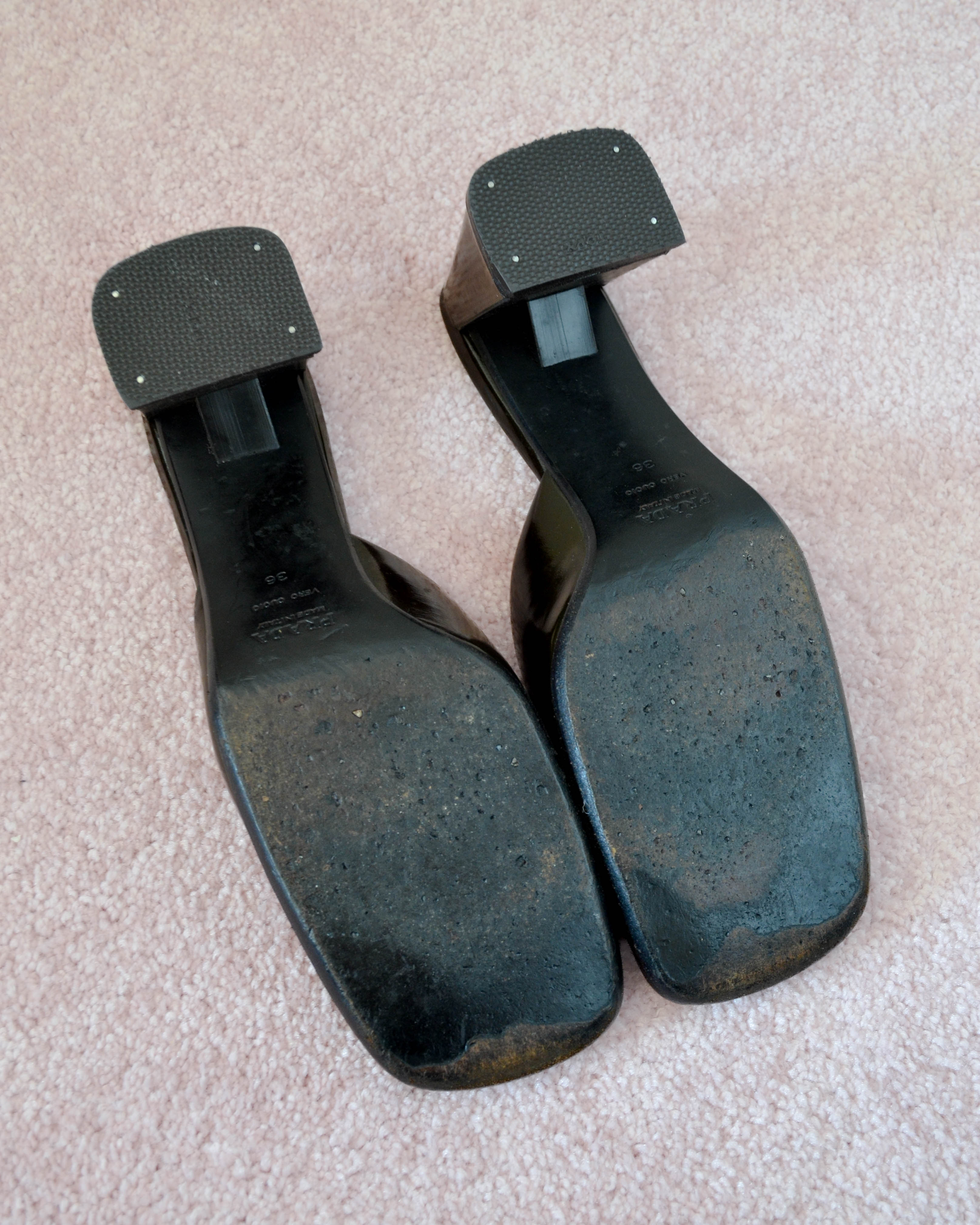 90s SQUARE TOE LEATHER MULES