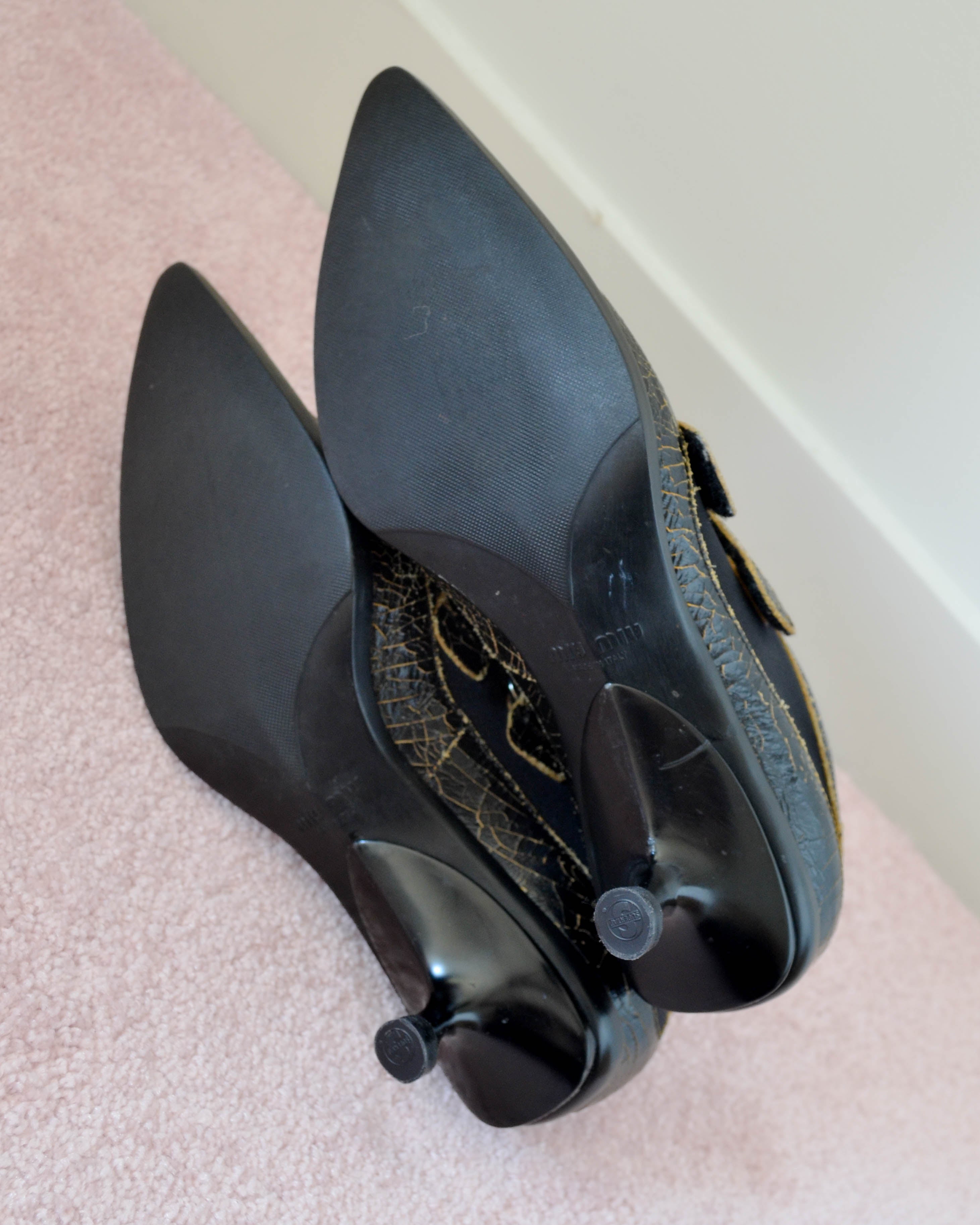 FW01 CRACKED LEATHER STRAP HEELS