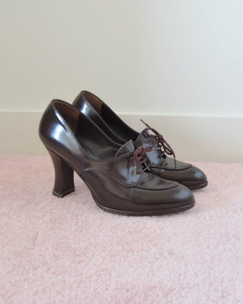 EARLY 90s SCULPTURAL HEEL LEATHER MULES