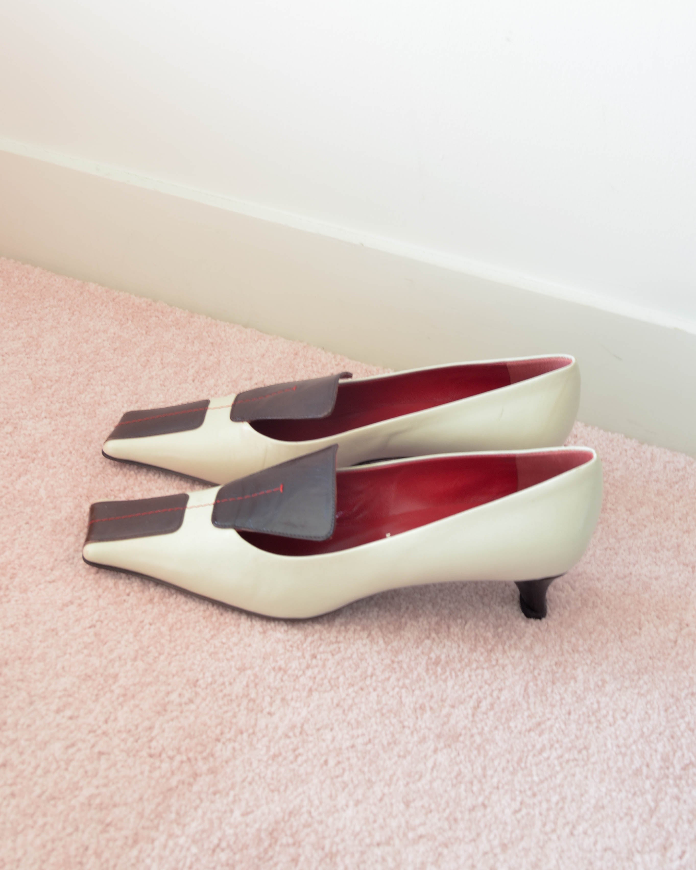 90s/00s SQUARE TOE LEATHER MULES
