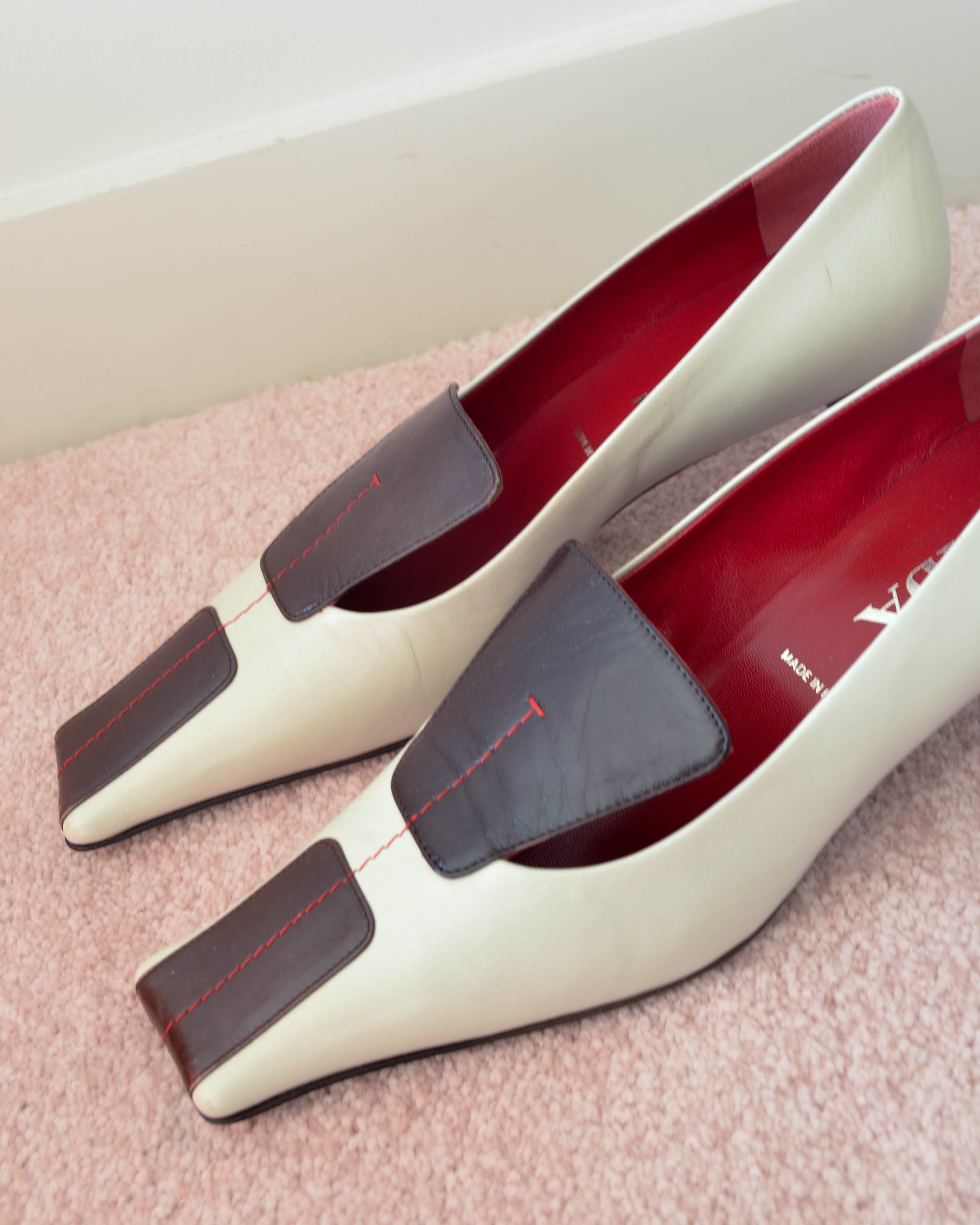 90s/00s SQUARE TOE LEATHER MULES