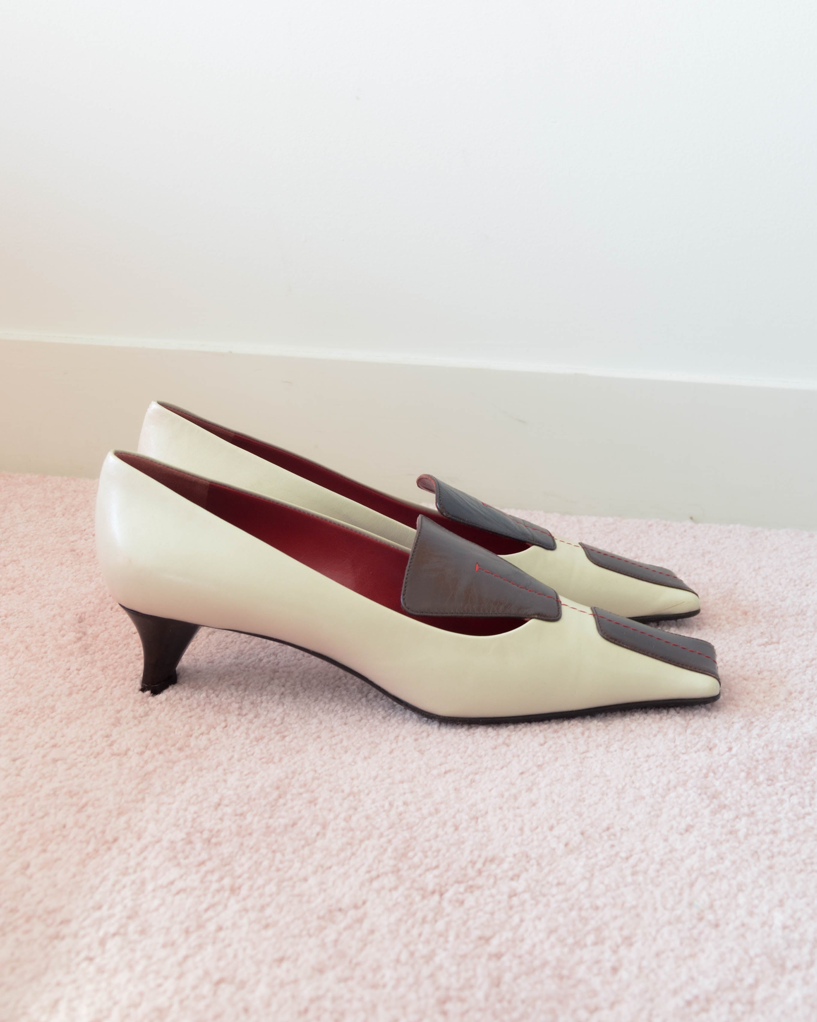 90s/00s SQUARE TOE LEATHER MULES