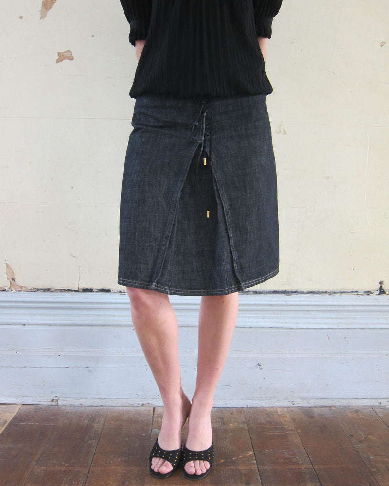 00s LACE-UP DENIM SKIRT