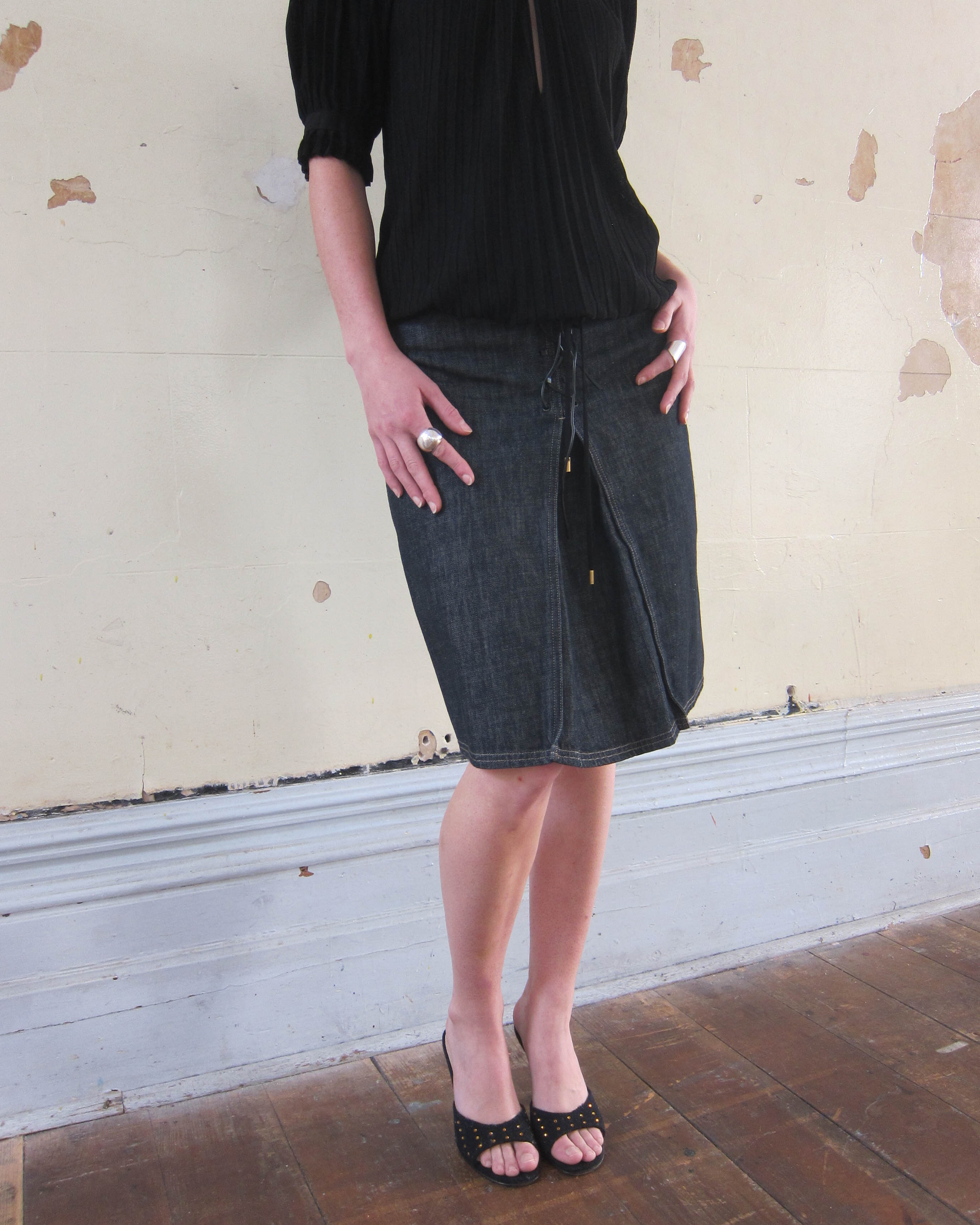 00s LACE-UP DENIM SKIRT
