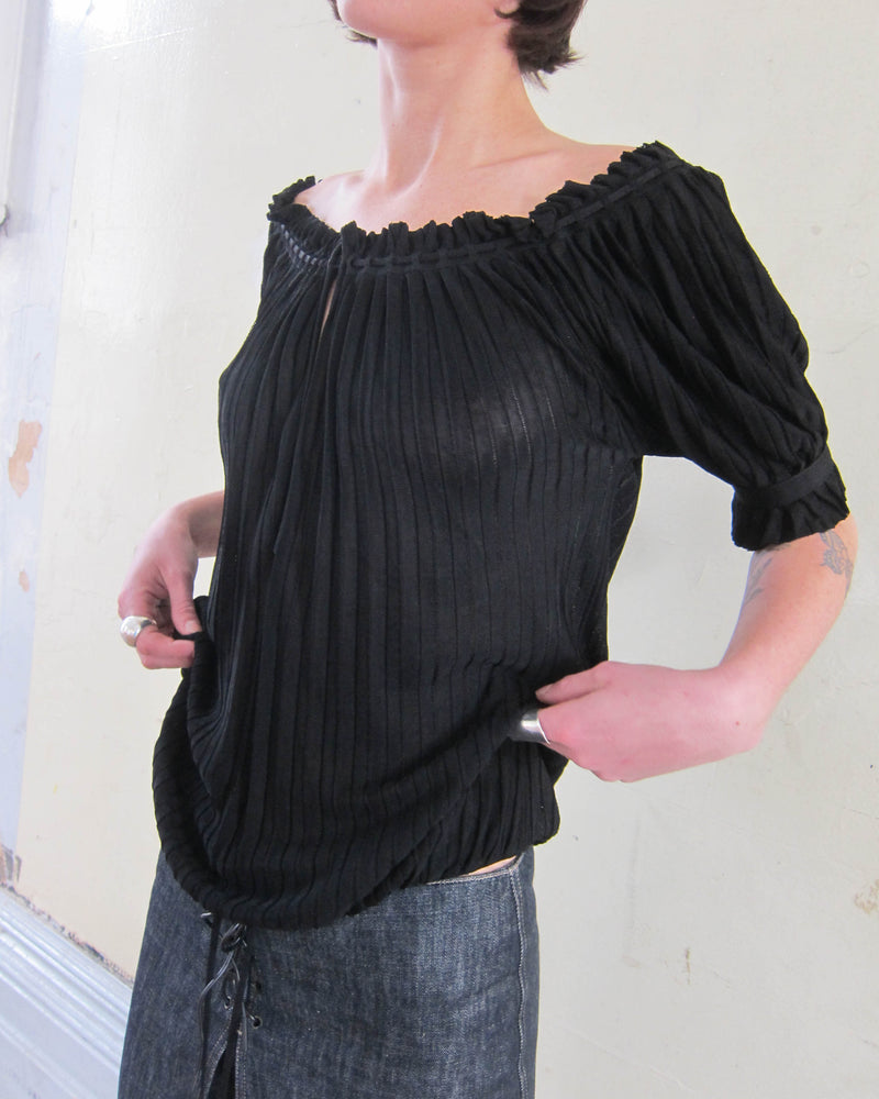 FRIDA GIANNINI ERA GUCCI PLEATED OFF-SHOULDER TOP