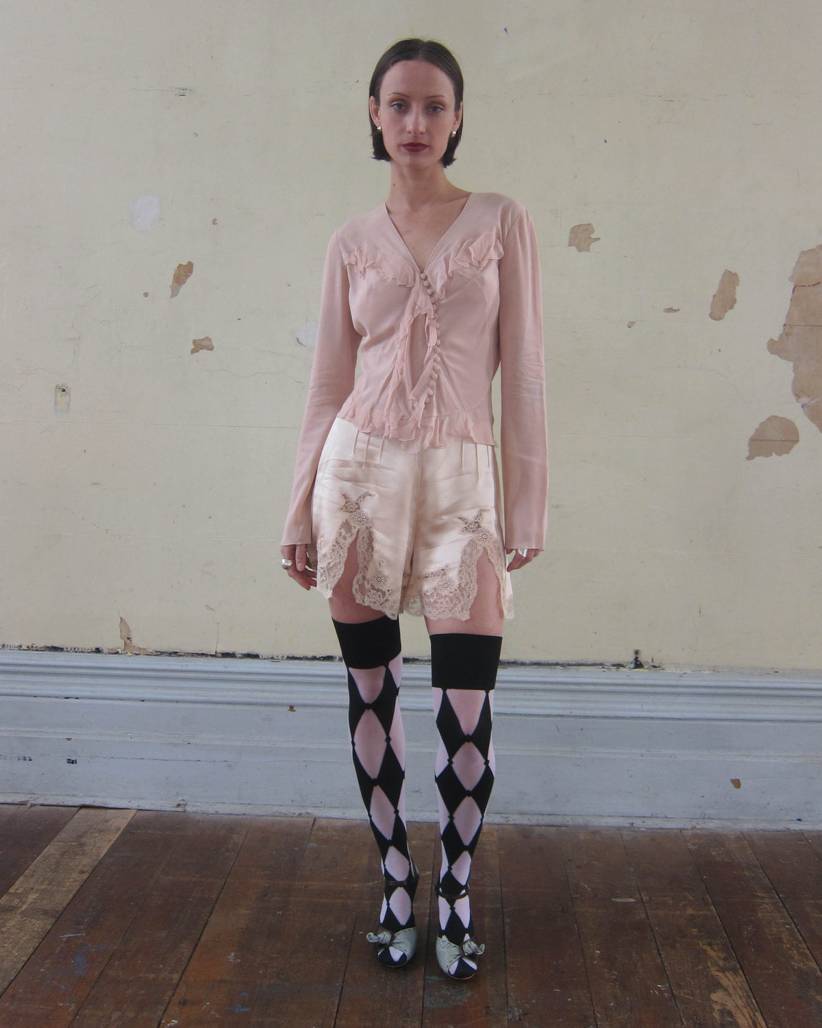 SS2003 ASYMMETRICAL SILK RUFFLE BLOUSE