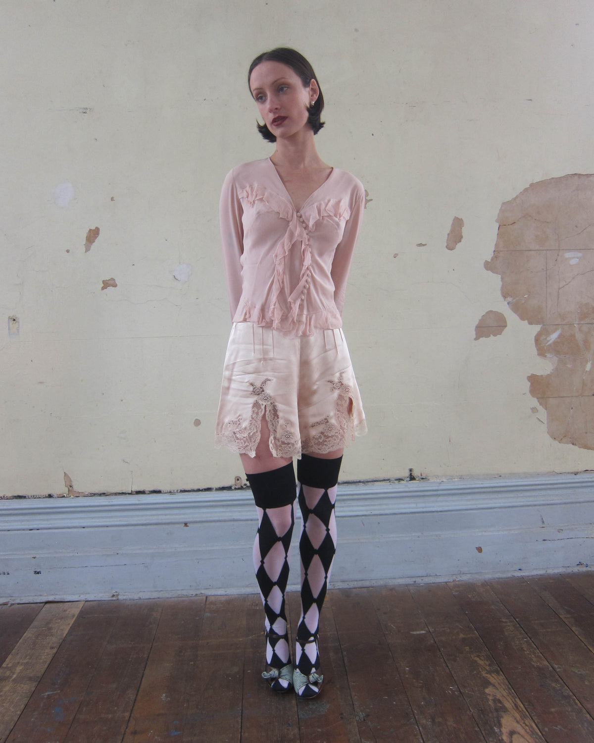 SS2003 ASYMMETRICAL SILK RUFFLE BLOUSE