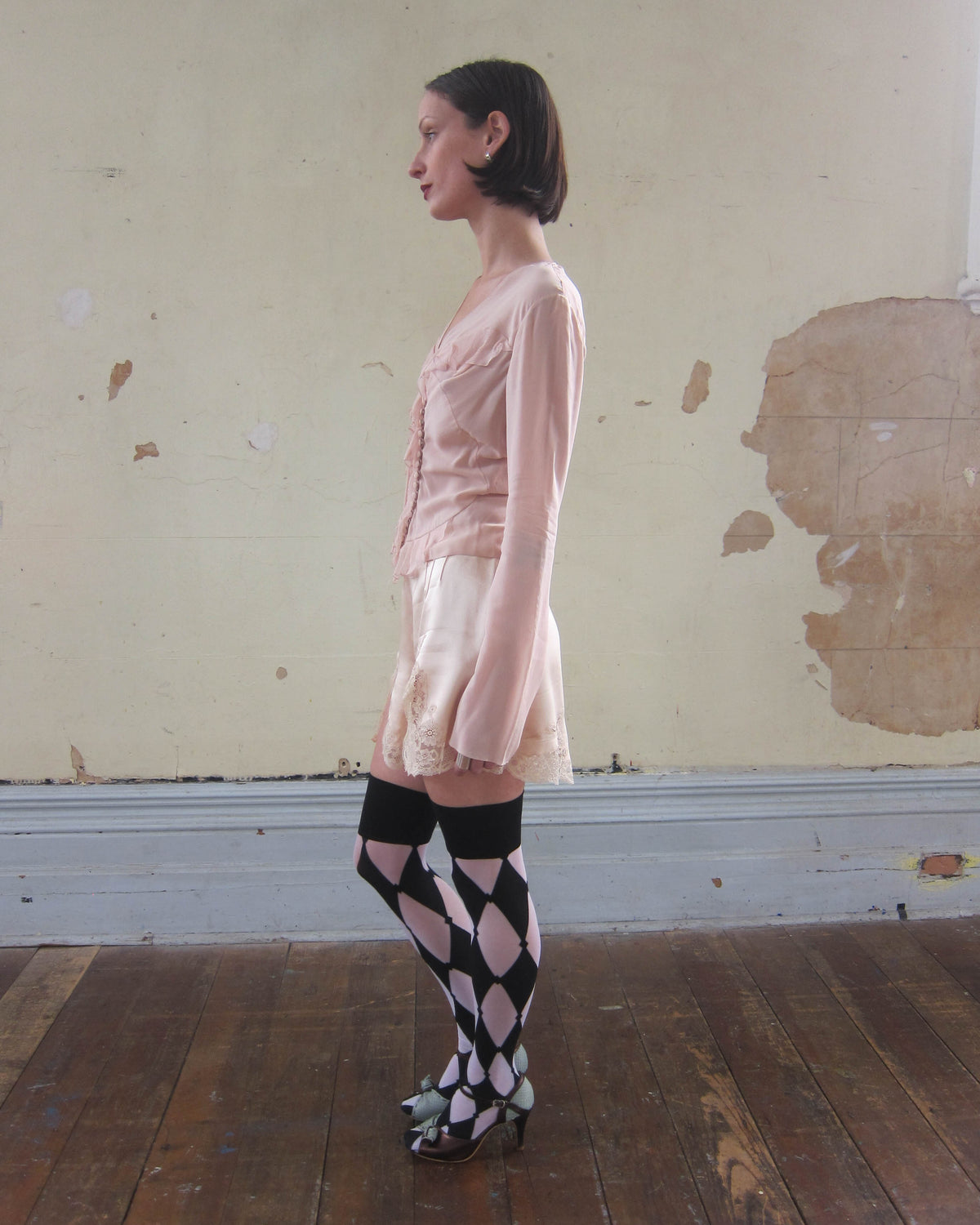 SS2003 ASYMMETRICAL SILK RUFFLE BLOUSE