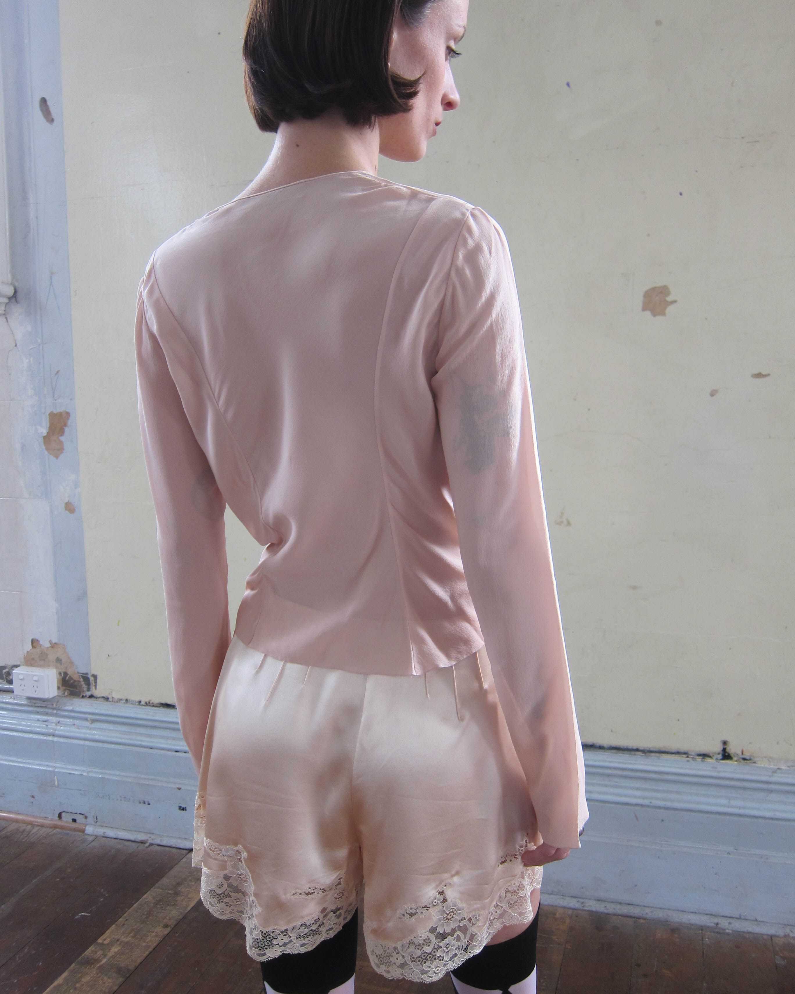 SS2003 ASYMMETRICAL SILK RUFFLE BLOUSE