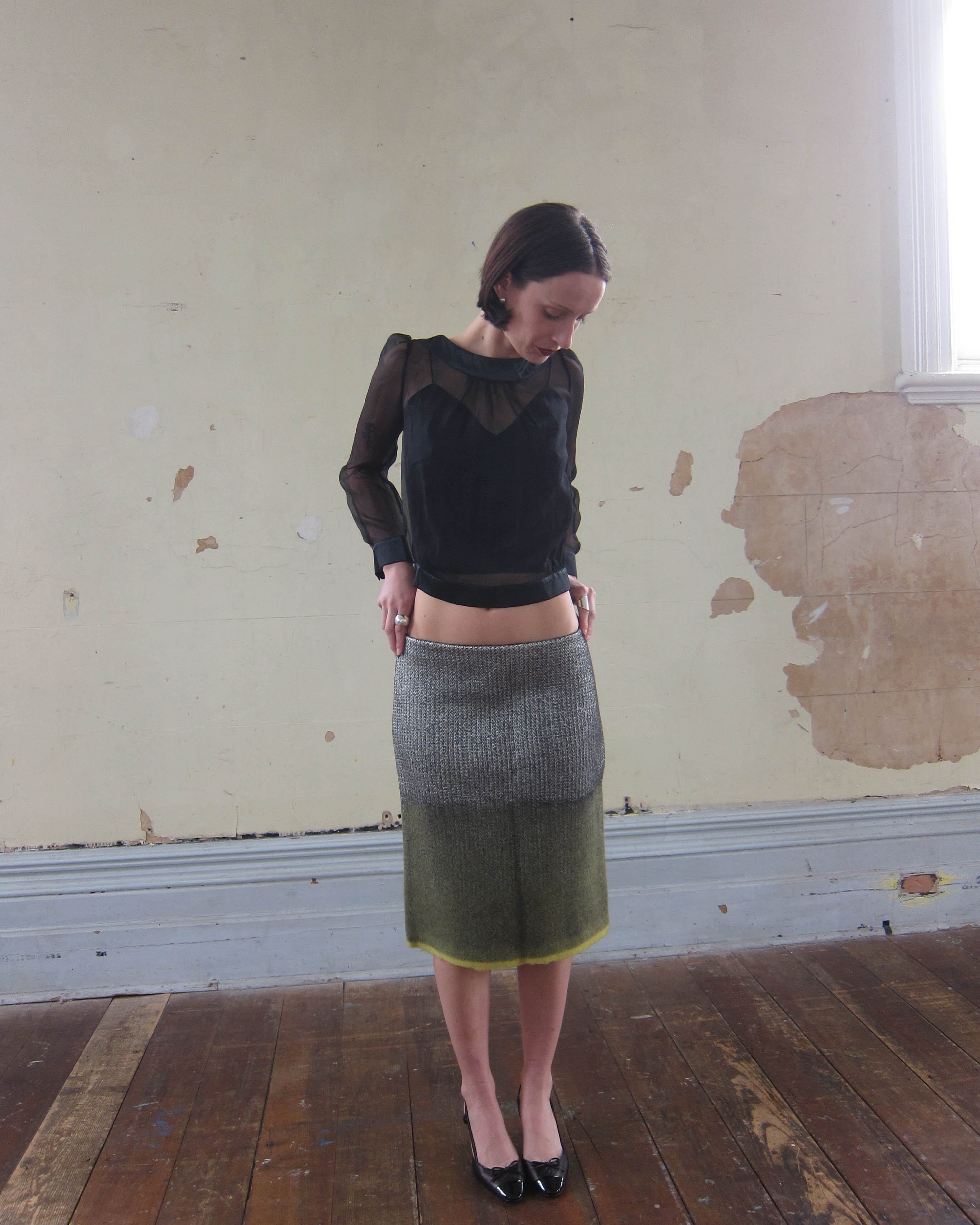 FW2007 OMBRÉ WOOL AND SILK MIDI SKIRT