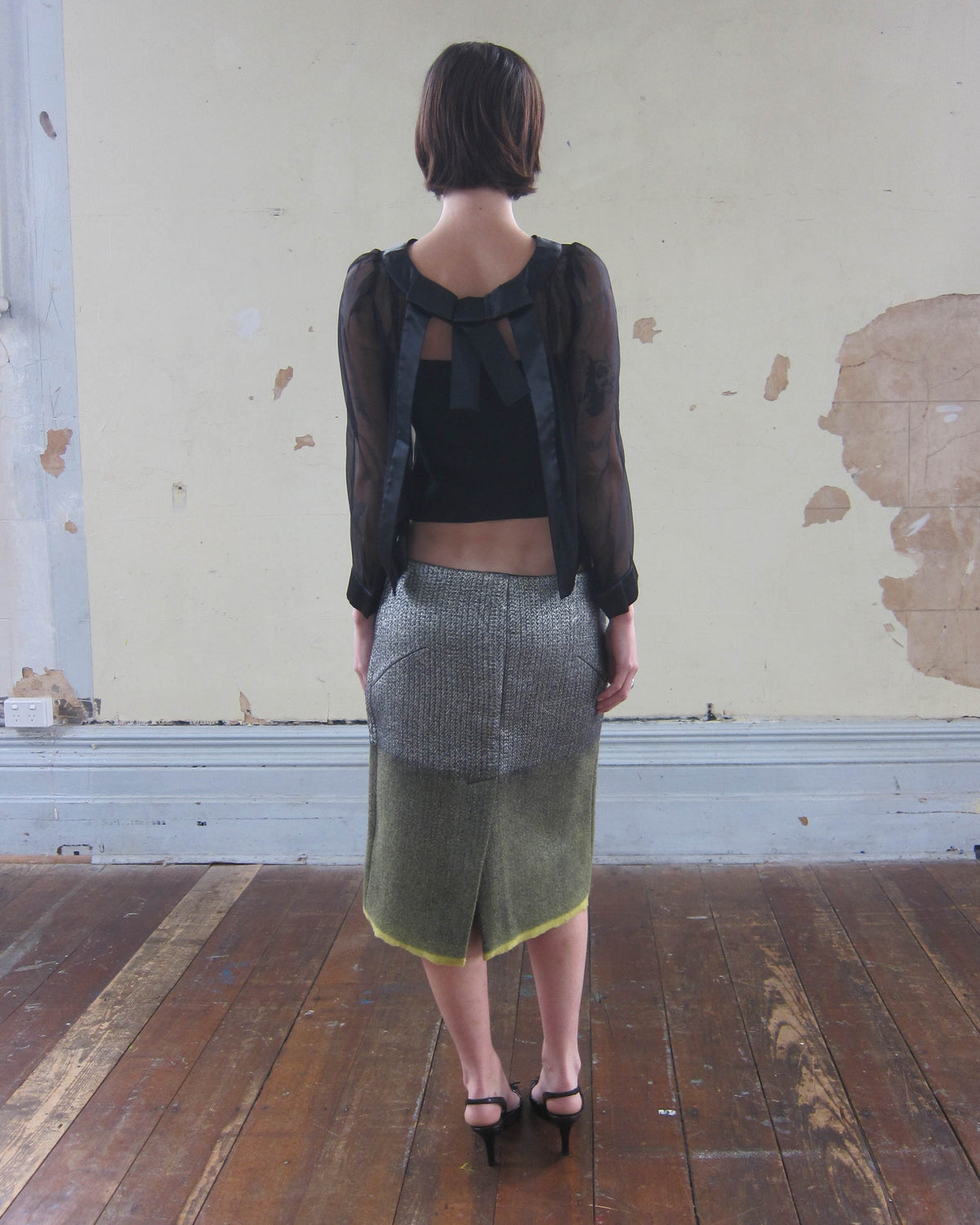 FW2007 OMBRÉ WOOL AND SILK MIDI SKIRT