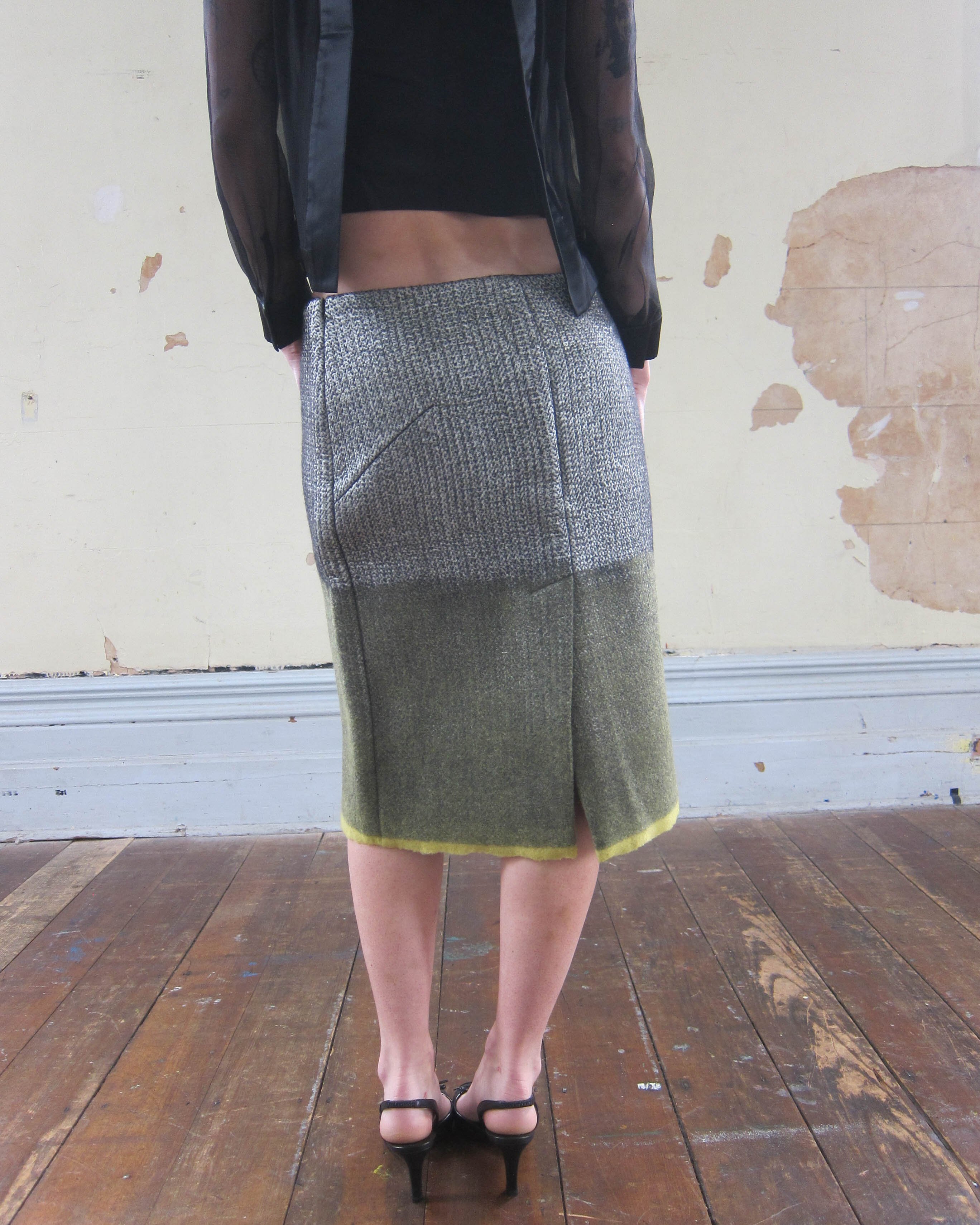 FW2007 OMBRÉ WOOL AND SILK MIDI SKIRT