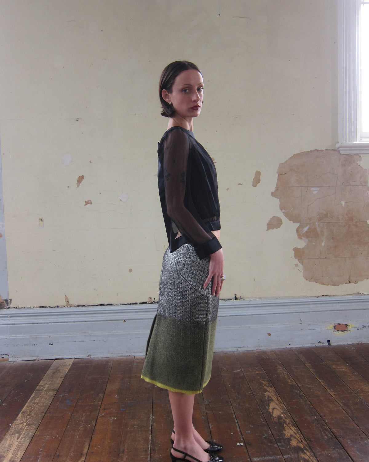 FW2007 OMBRÉ WOOL AND SILK MIDI SKIRT