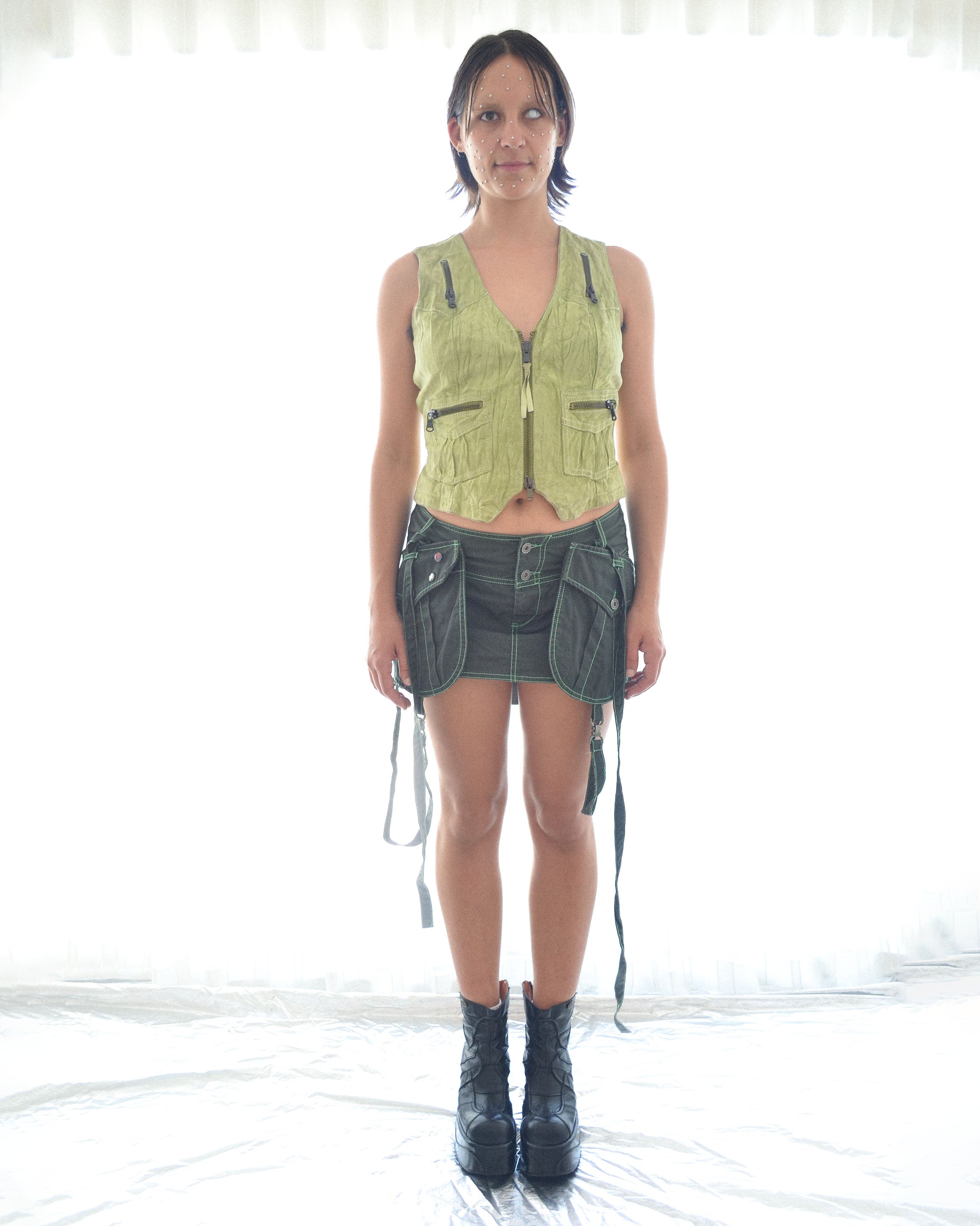 VINTAGE MARLBORO CLASSICS LIME GREEN SUEDE ZIP VEST