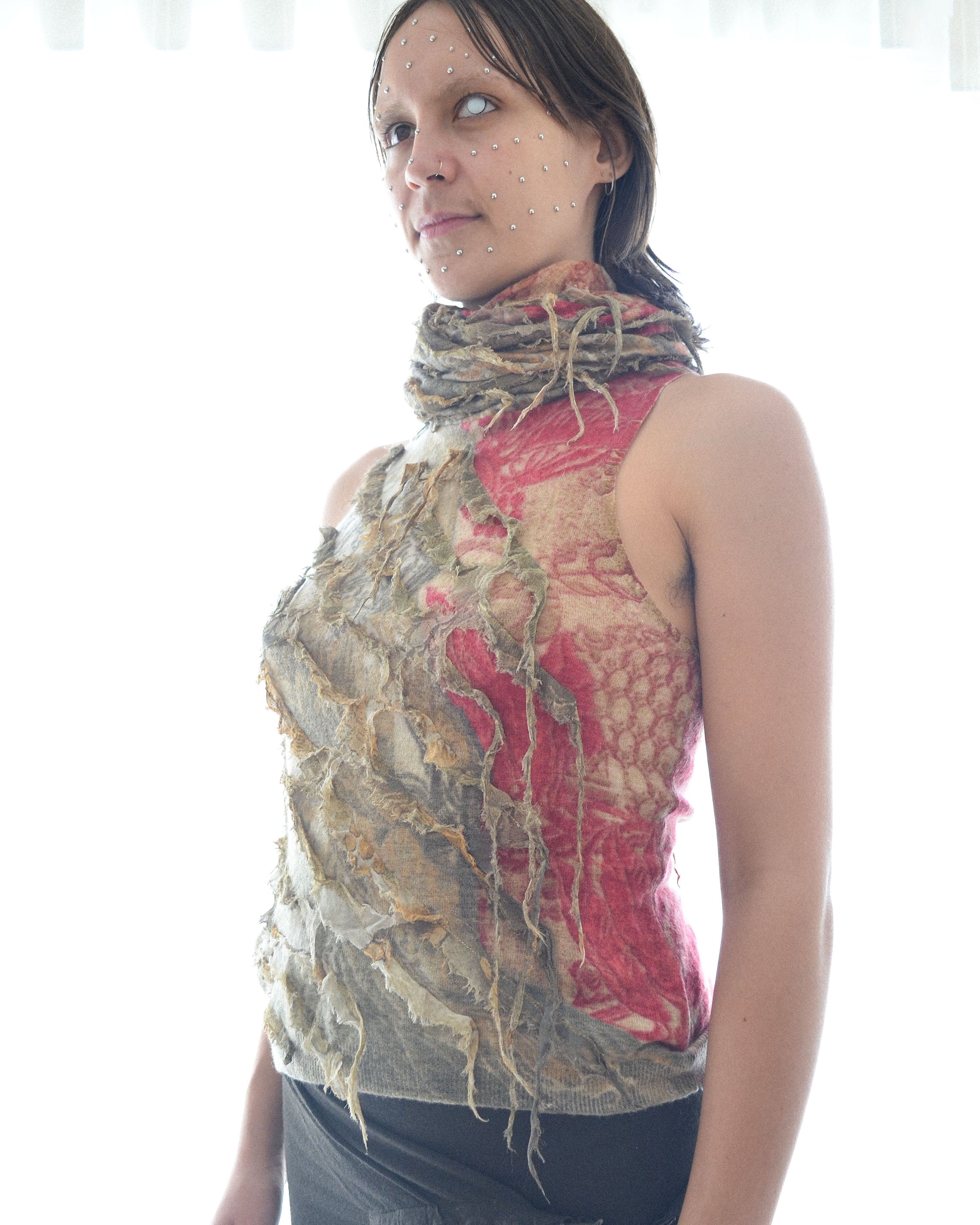 FW2001 CASHMERE SILK DECONSTRUCTED TOP