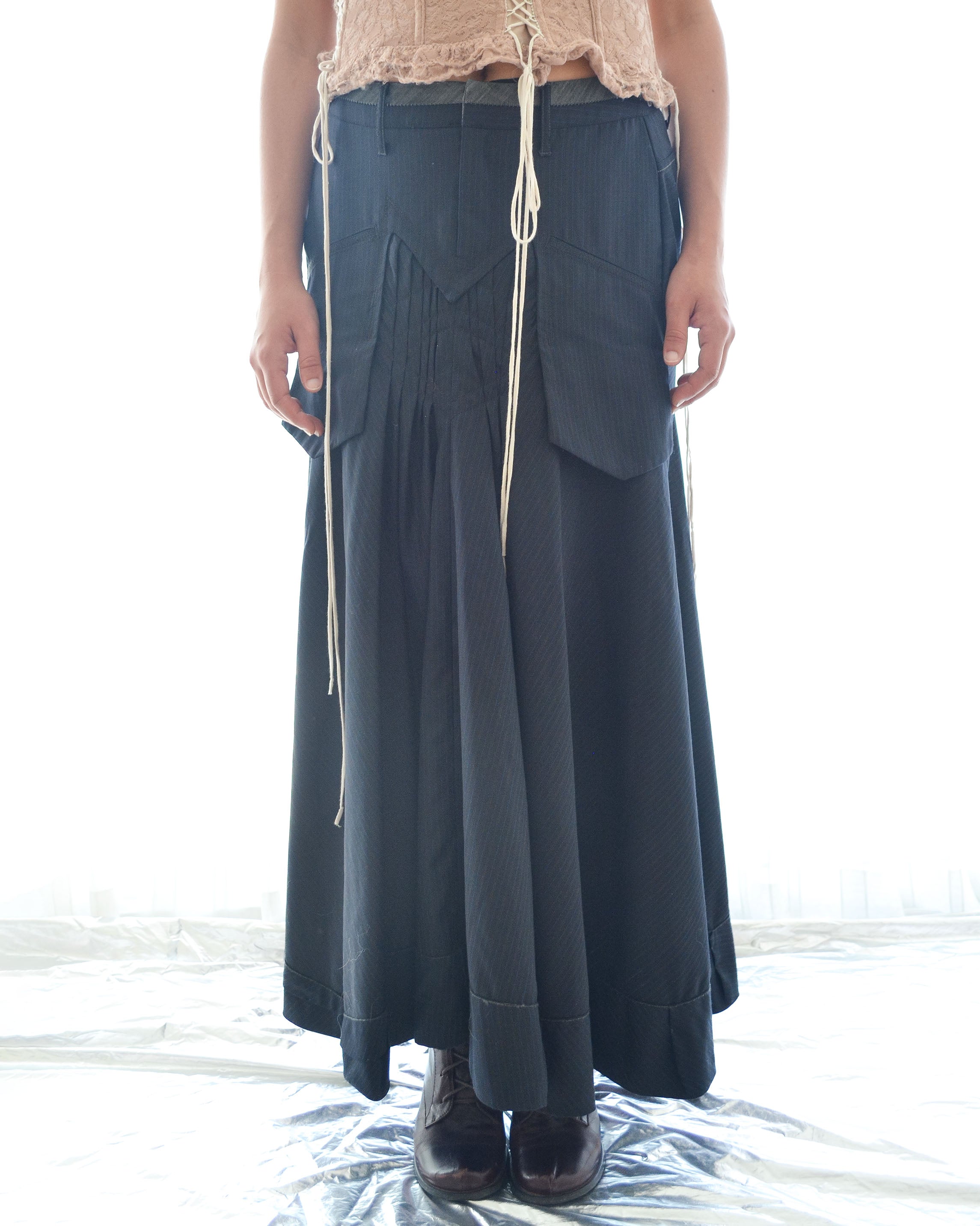 DEADSTOCK PINSTRIPE MAXI SKIRT