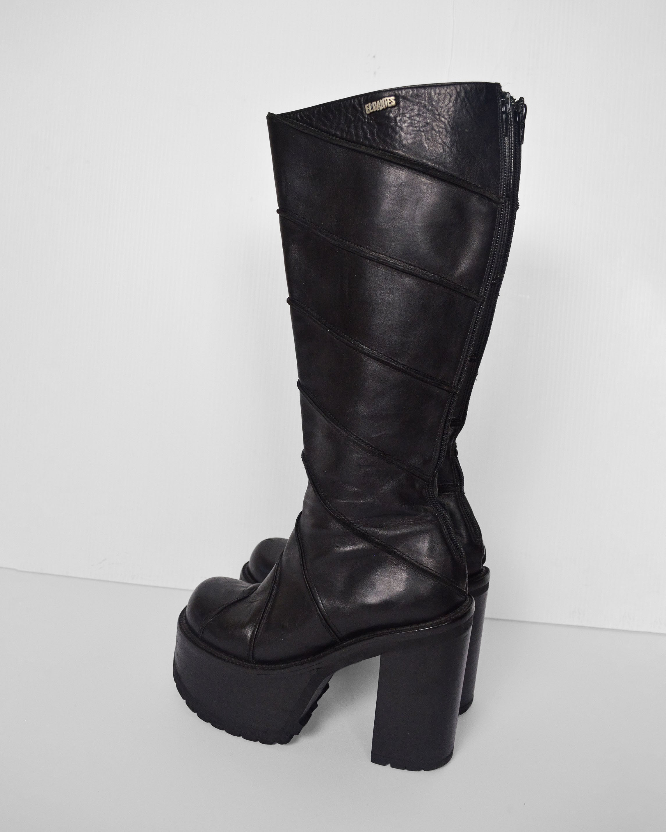 90s RARE LEATHER PLATFORM BOOTS
