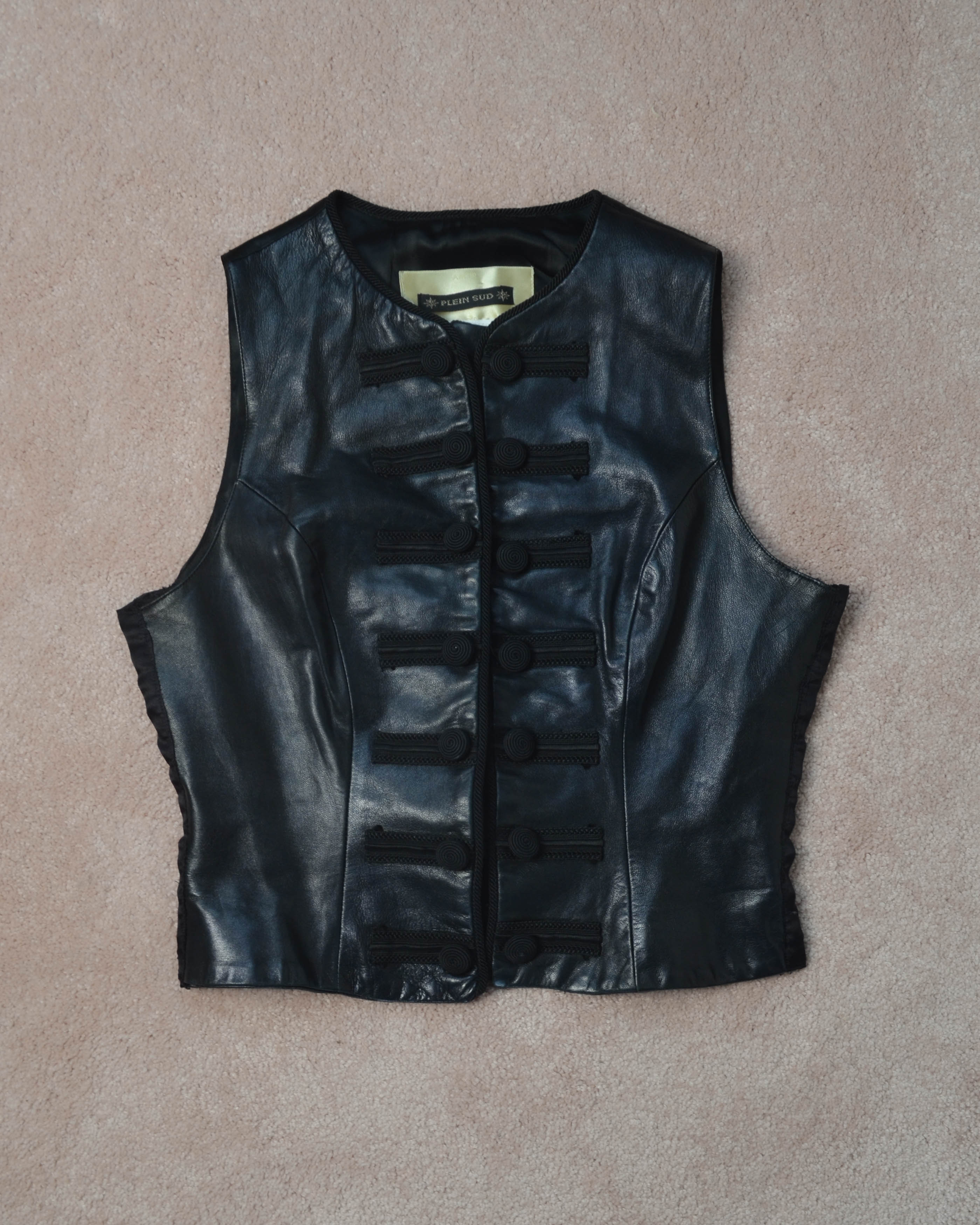 90s LEATHER MILITARY VEST